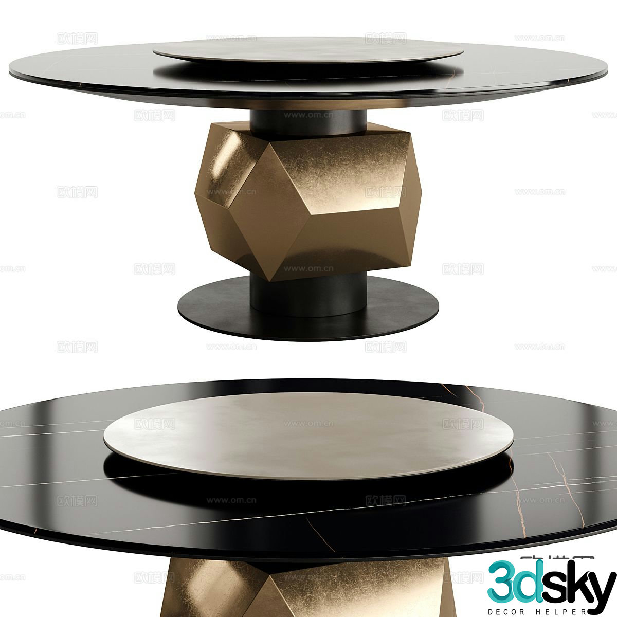 Round dining table 3d model