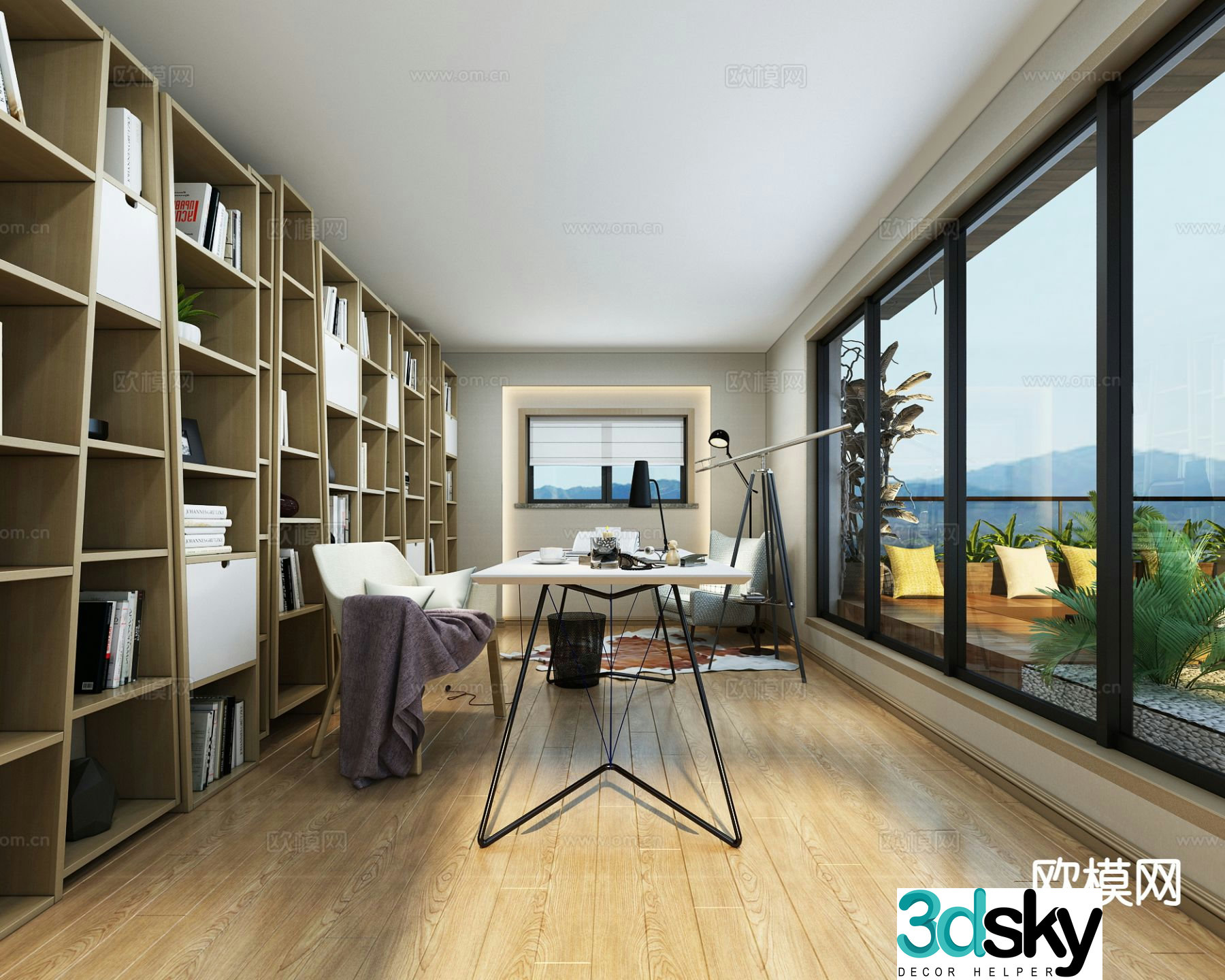 Modern study room 3d model