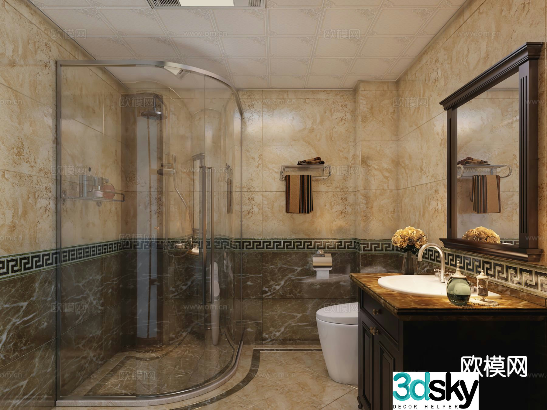 European style bathroom bathroom toilet 3d model