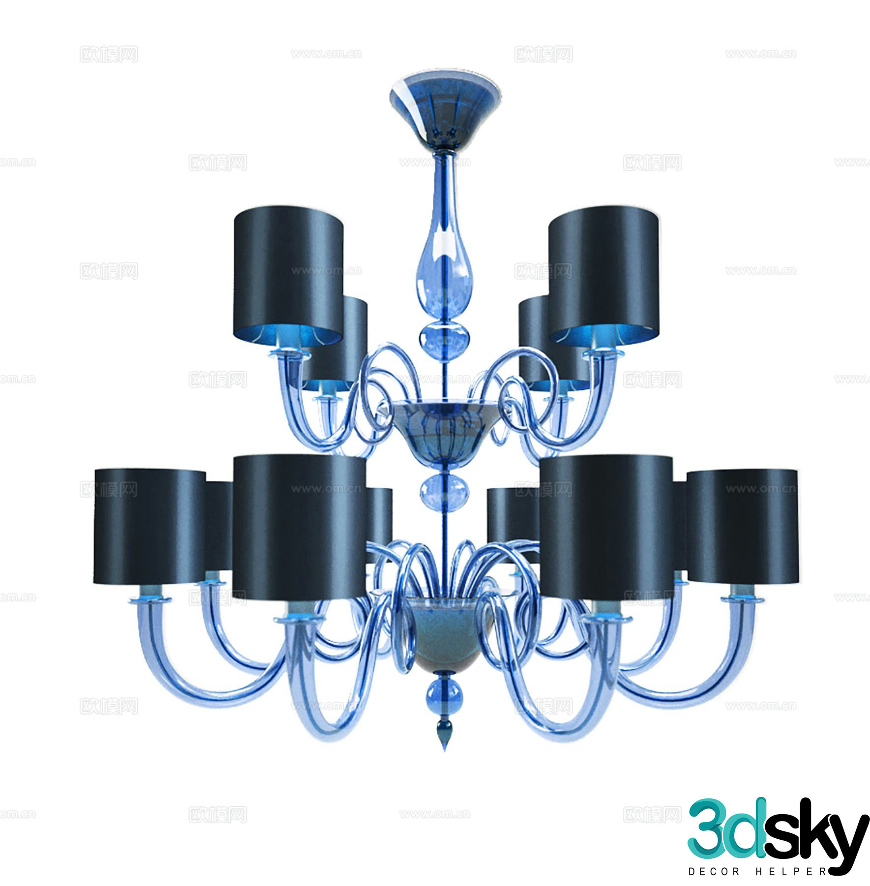 Light luxury multi-head chandelier 3D model
