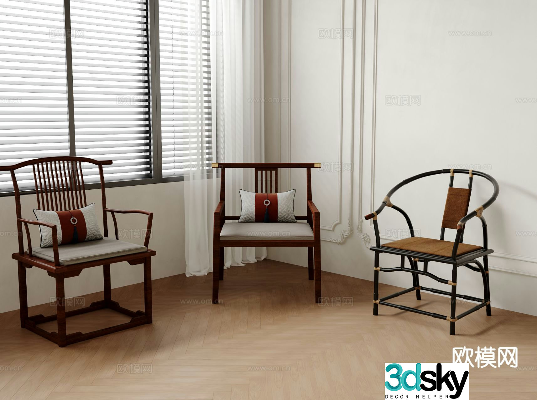 Chinese style chair Taishi chair armchair 3d model