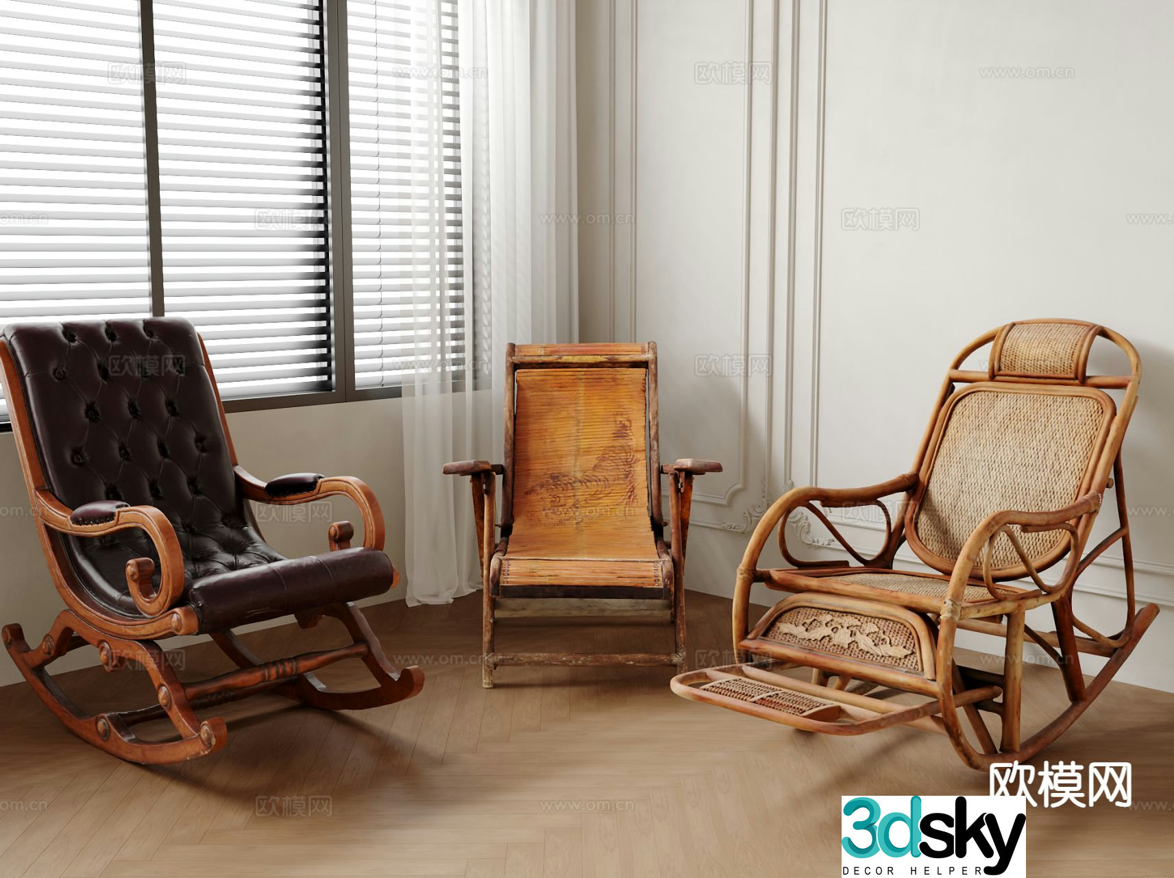 Chinese style chair leisure chair rocking chair 3d model