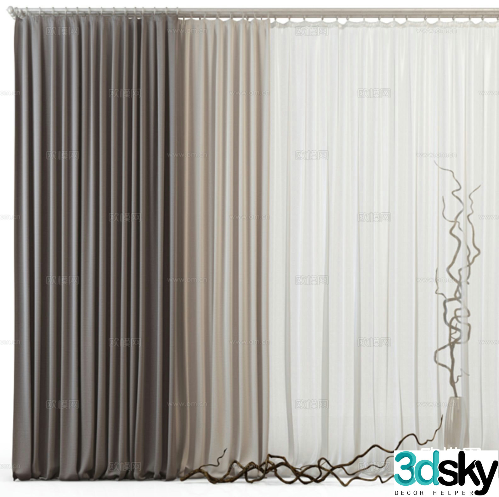 Plain curtains and screens 3d model