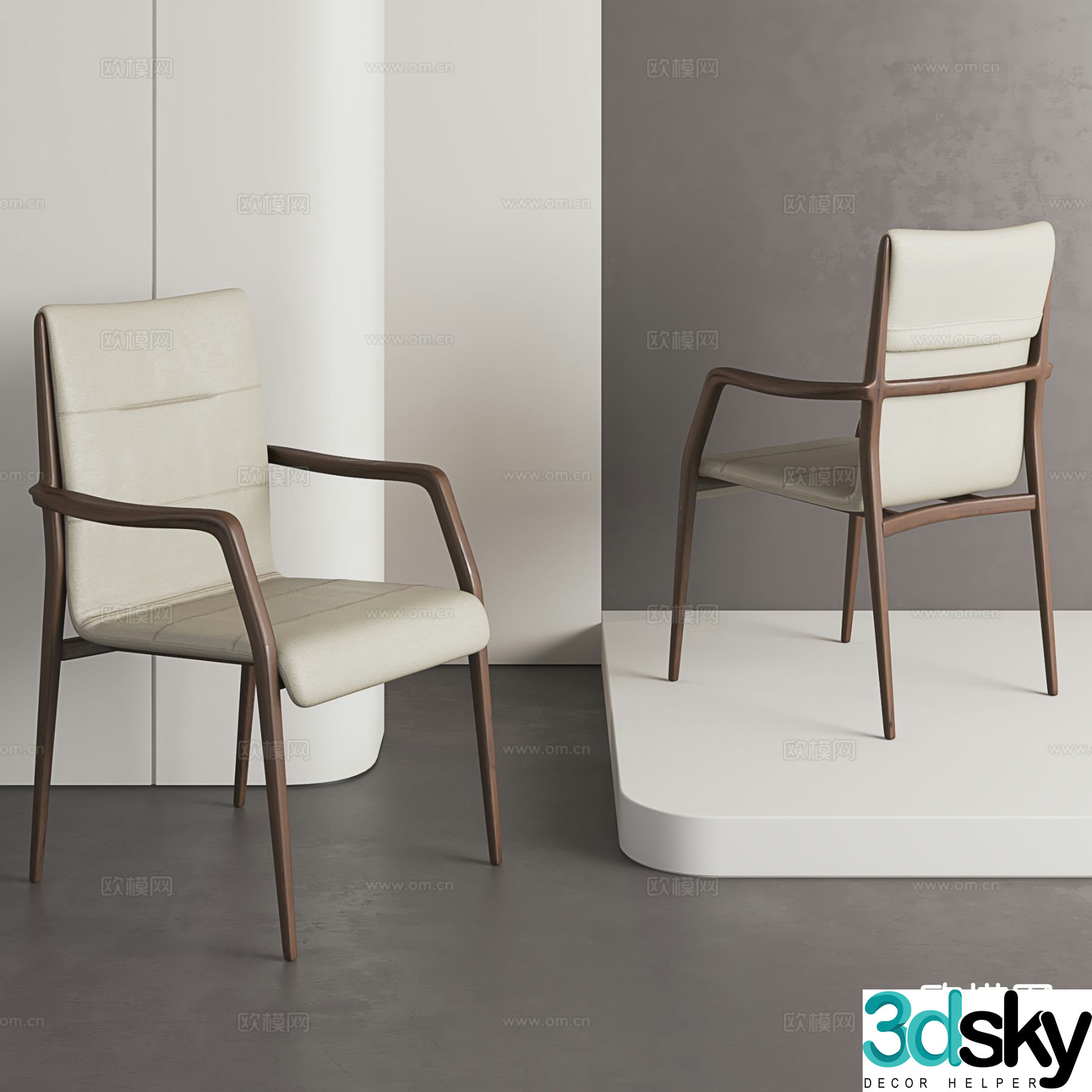 Medieval style chair dining chair 3d model