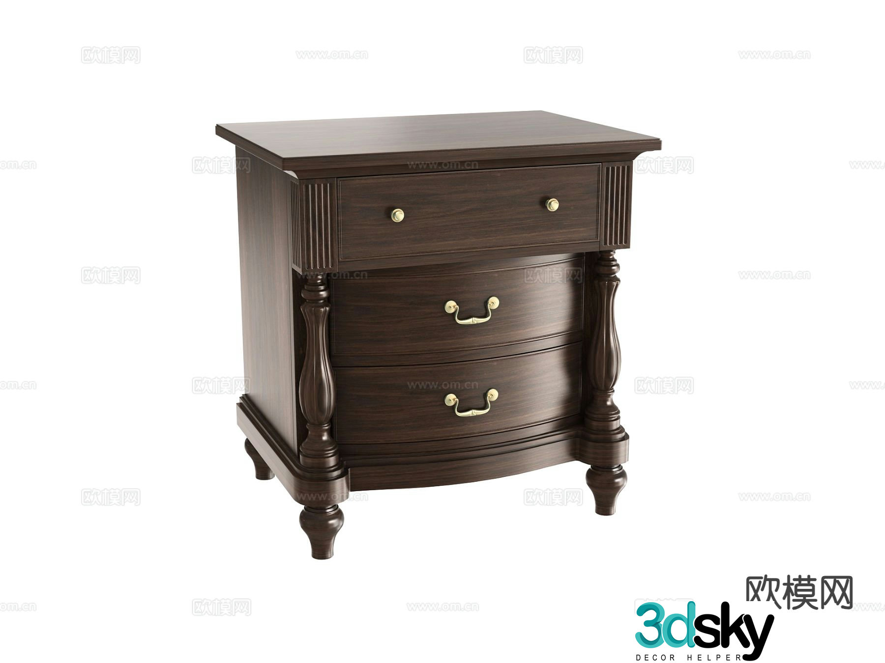 American bedside table 3d model