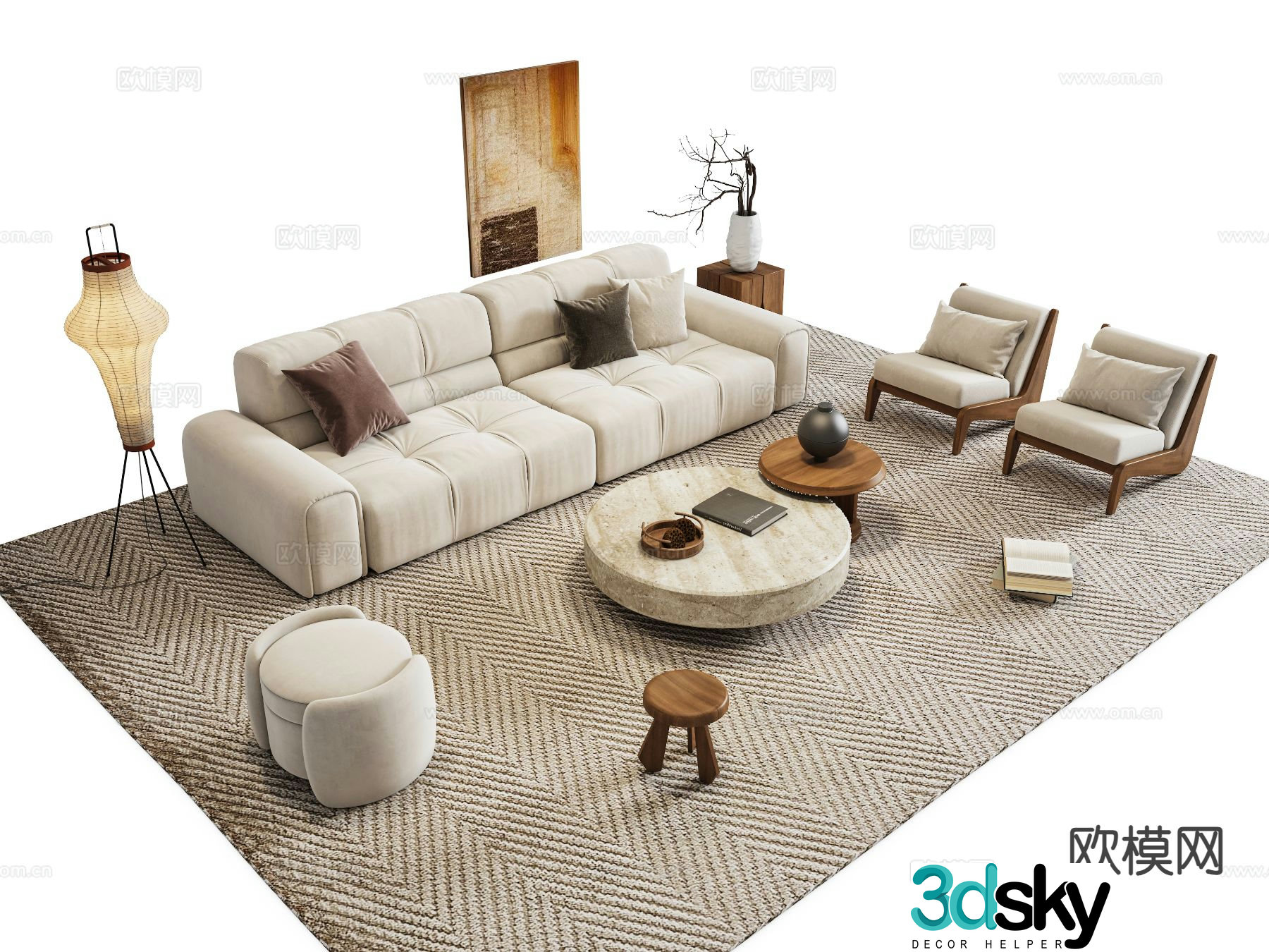 Medieval style modular sofa 3D model
