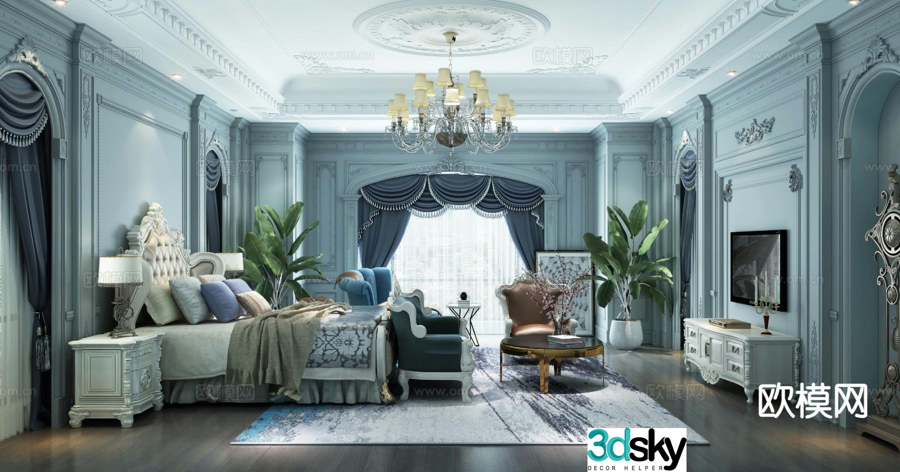 European style bedroom master bedroom 3d model
