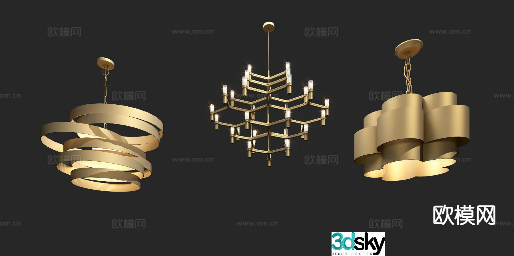Light luxury chandelier hall chandelier 3d model