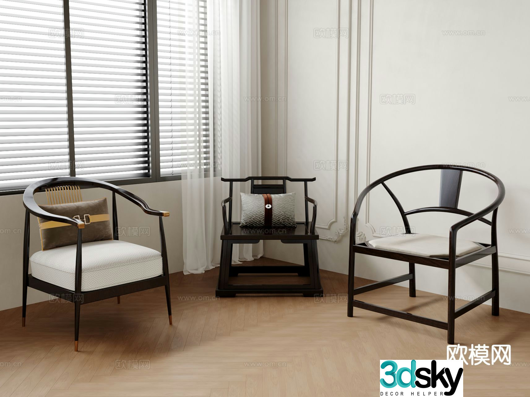 Chinese style chair armchair 3d model