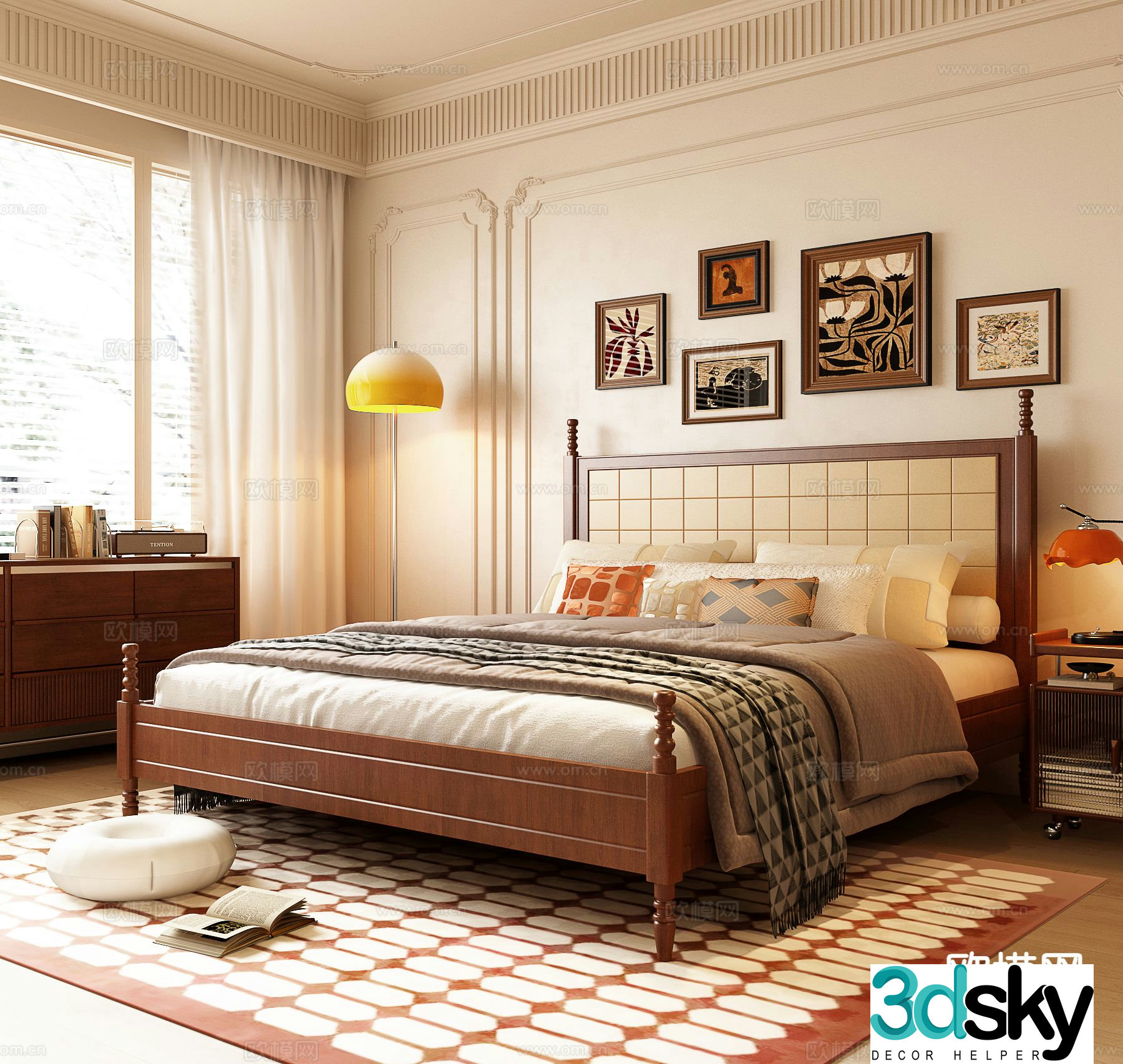 American style bedroom master bedroom 3d model