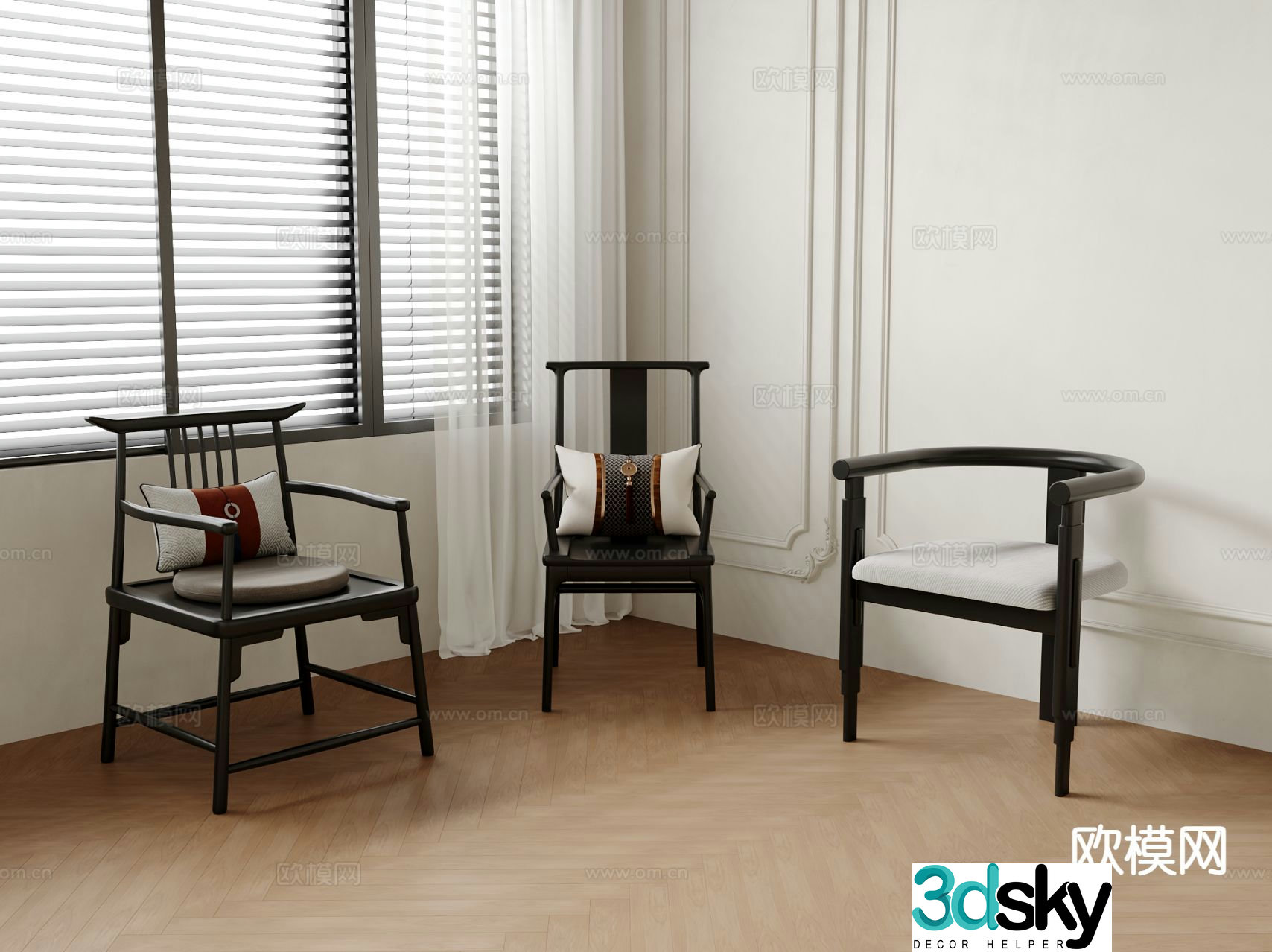 Chinese style chair Taishi chair 3d model