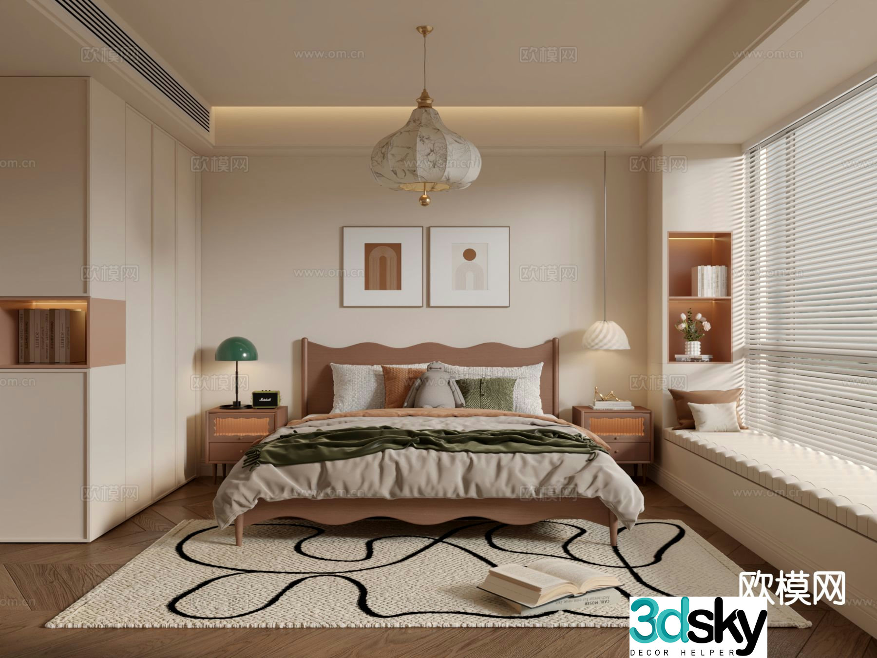 Cream style bedroom master bedroom 3d model