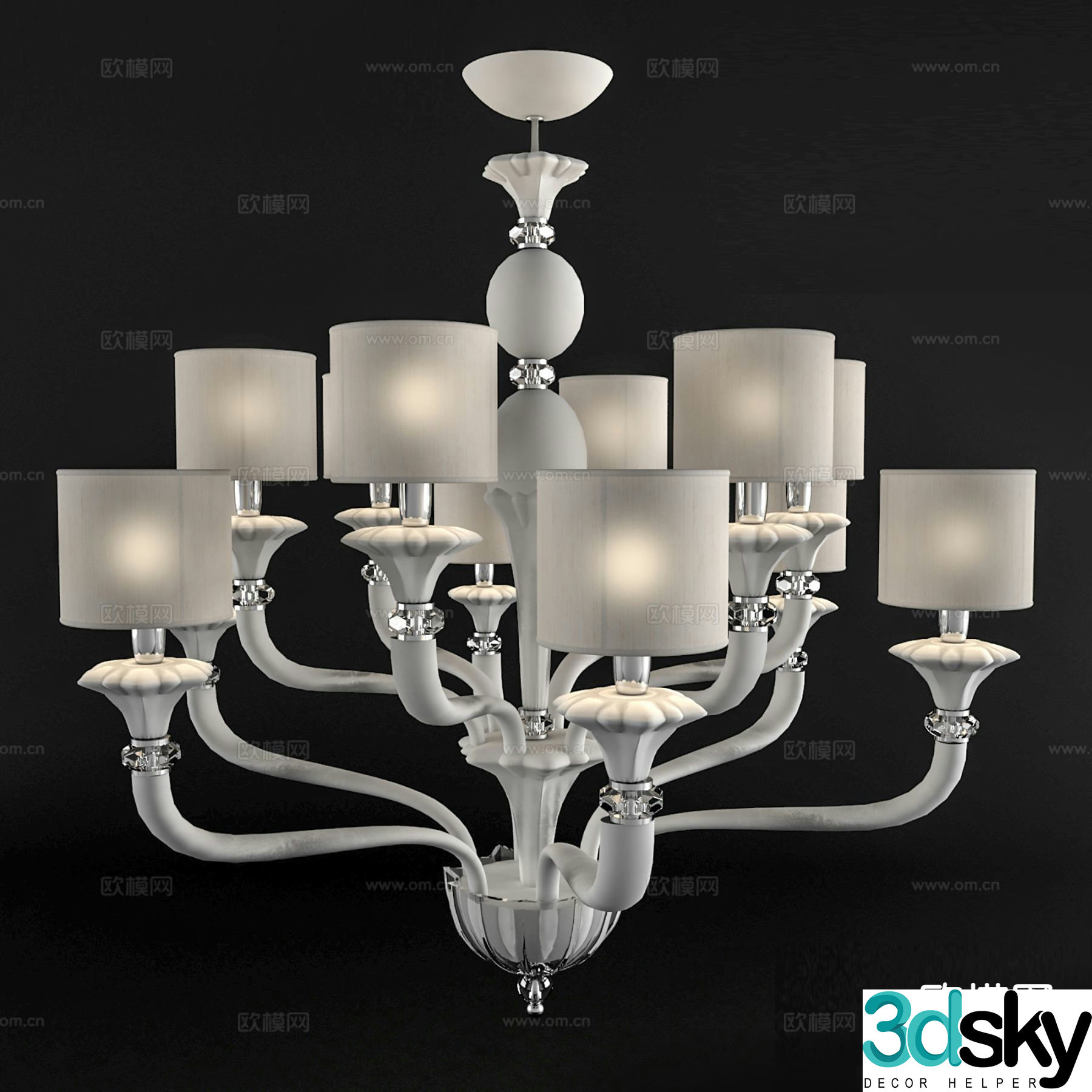 European style chandelier multi-head chandelier 3d model
