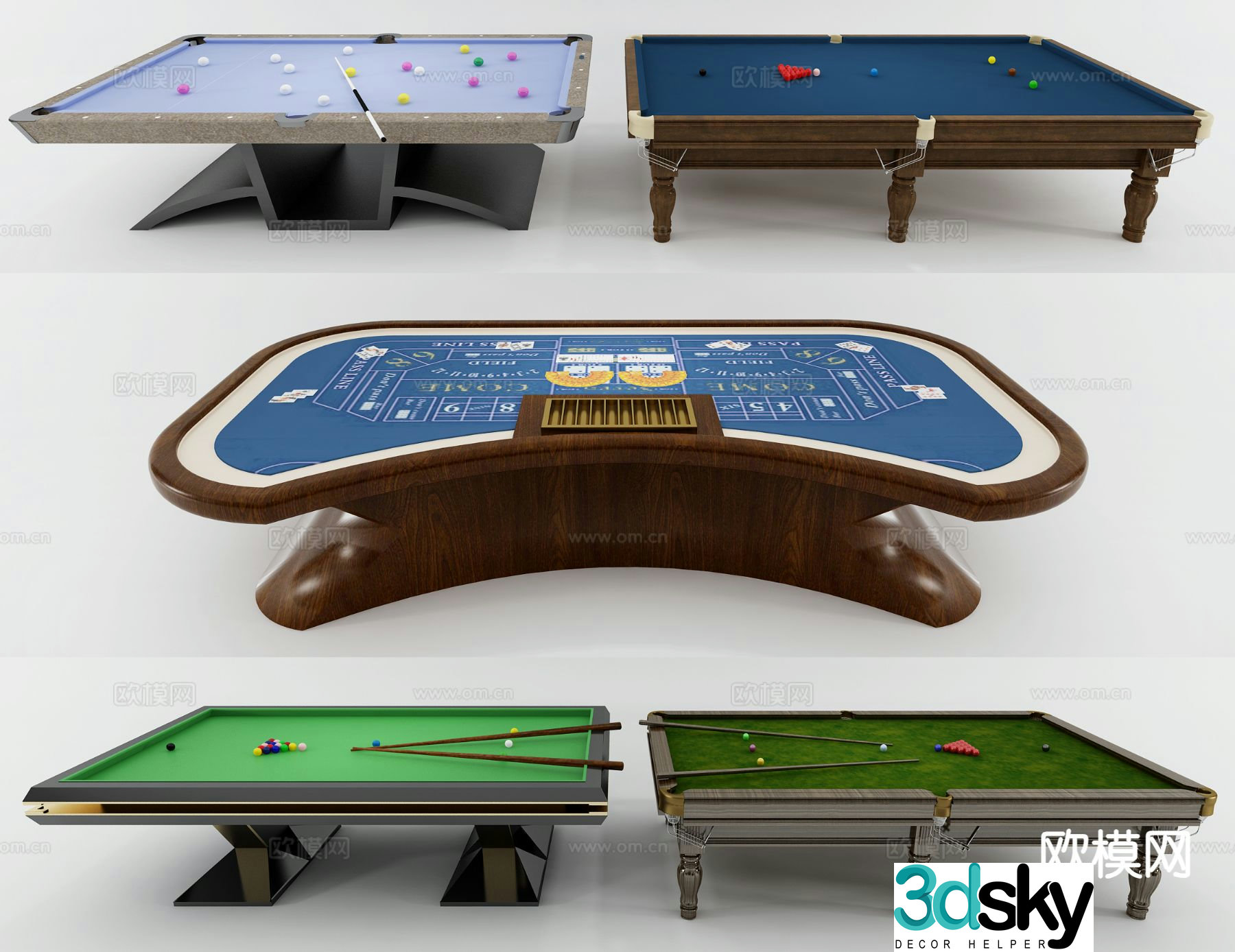 Modern pool table billiards 3d model
