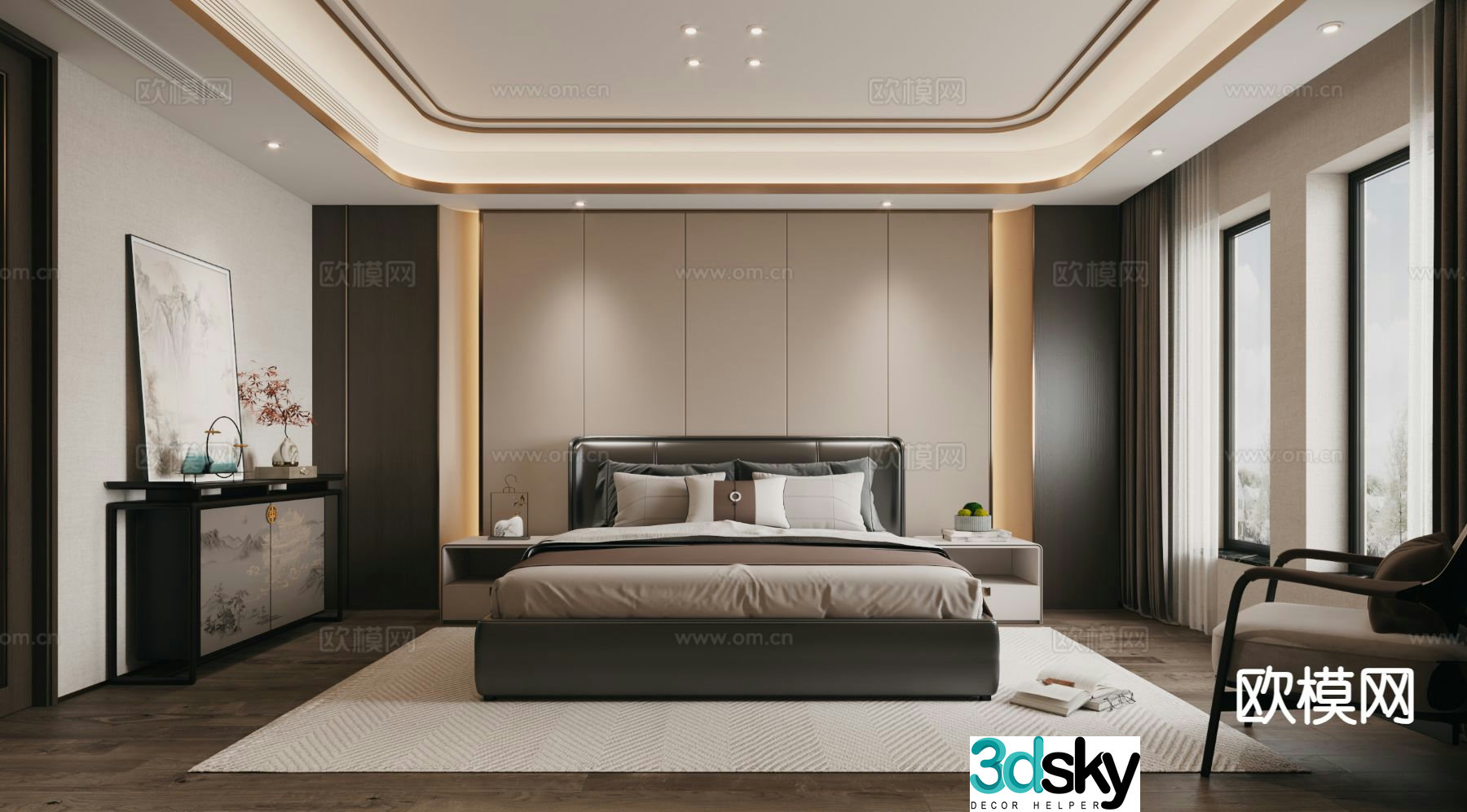 New Chinese style bedroom master bedroom 3d model