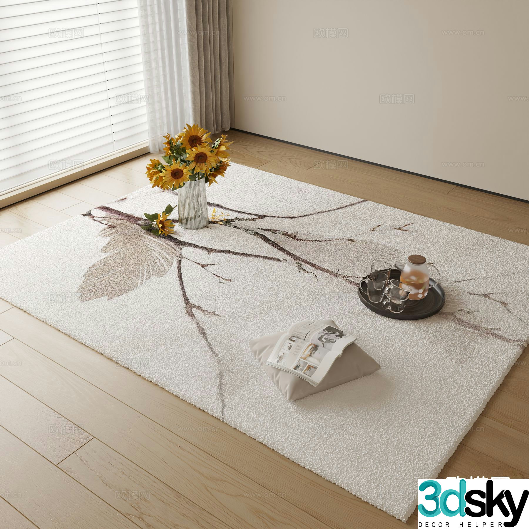 Modern plain carpet 3d model