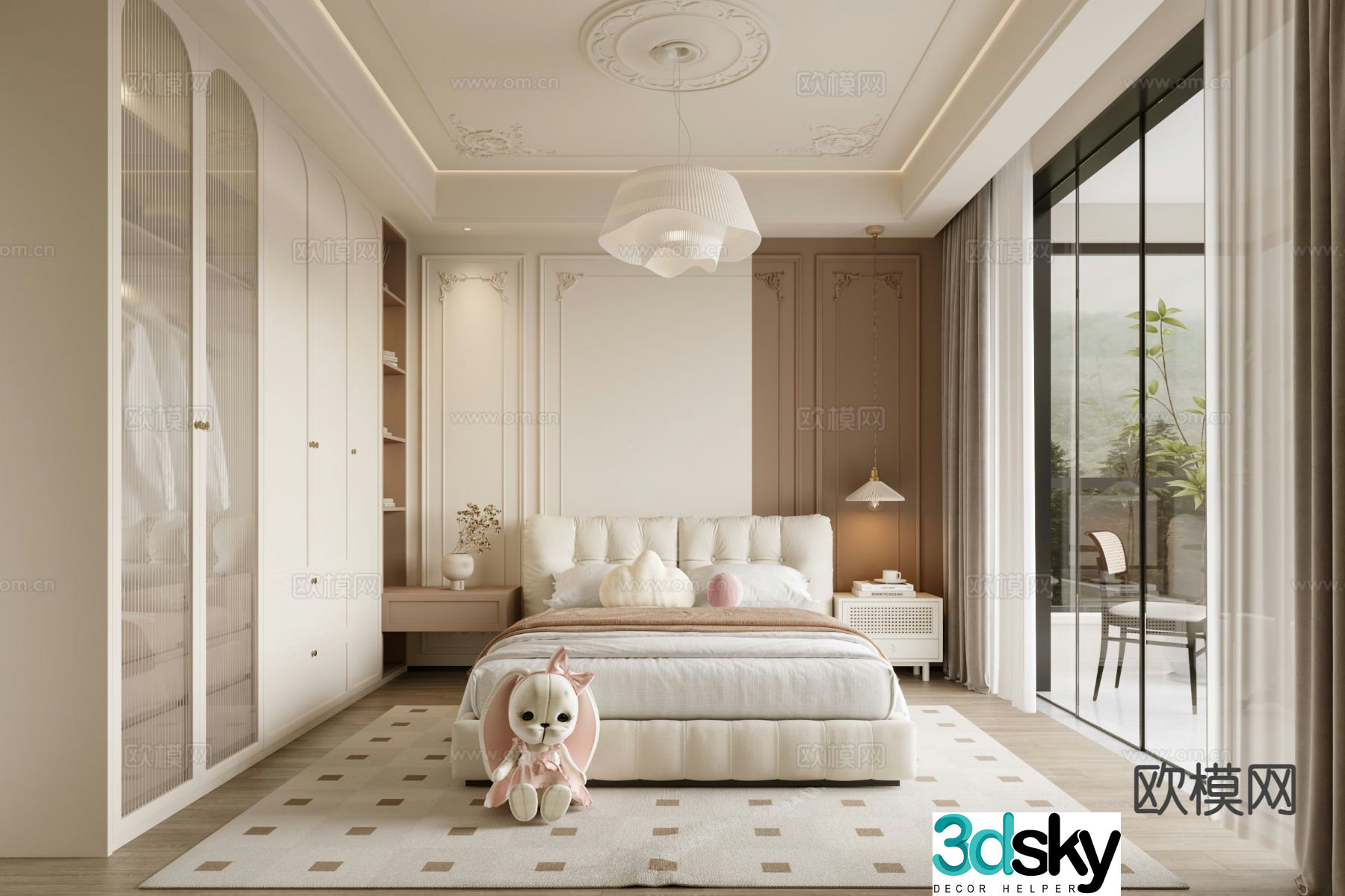 French style children’s room girl’s room 3d model
