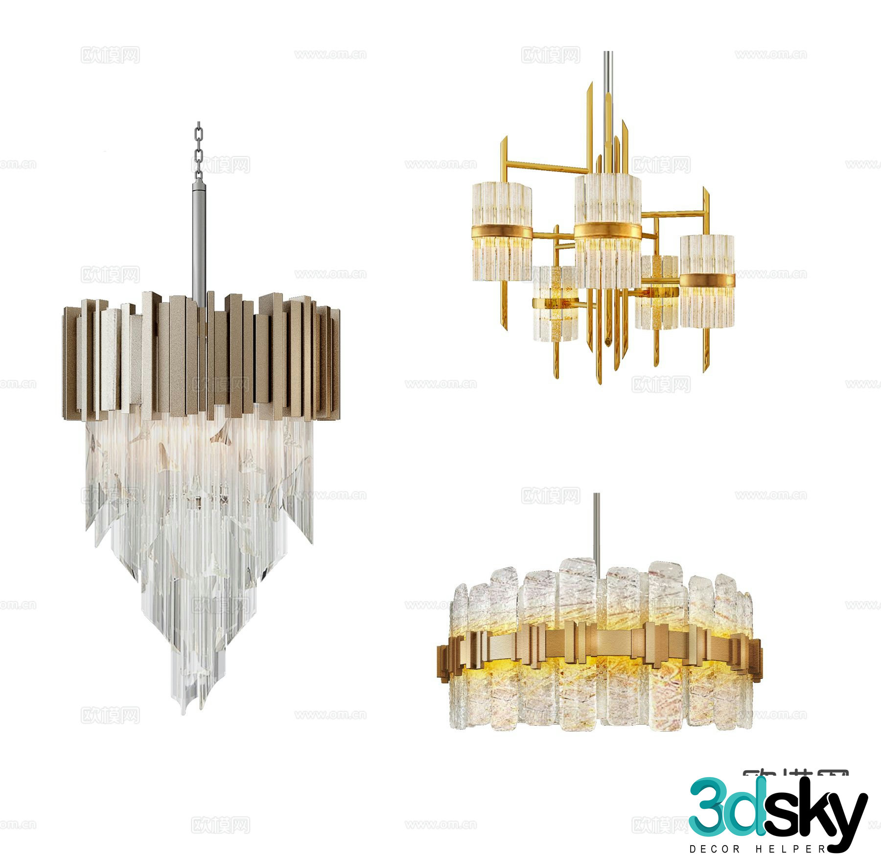 Light luxury crystal chandelier 3d model