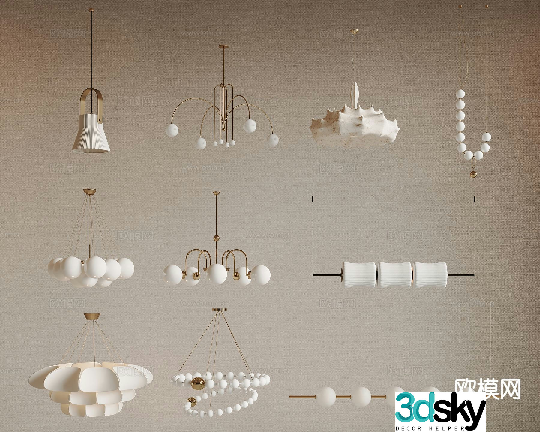 Cream style chandelier living room chandelier dining room chandelier 3d model