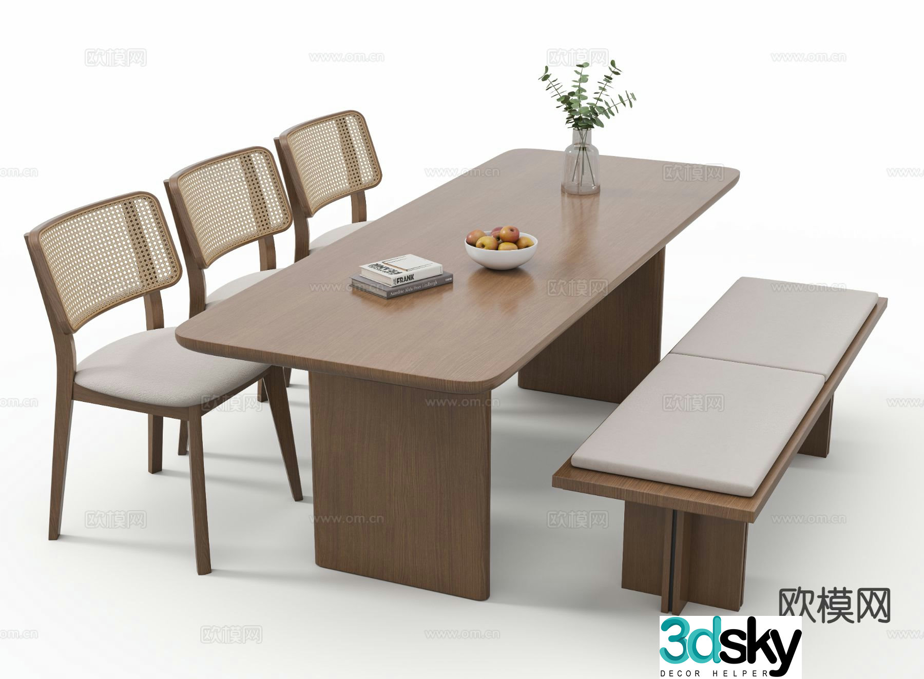 Medieval style dining table and chairs bar dining table 3D model