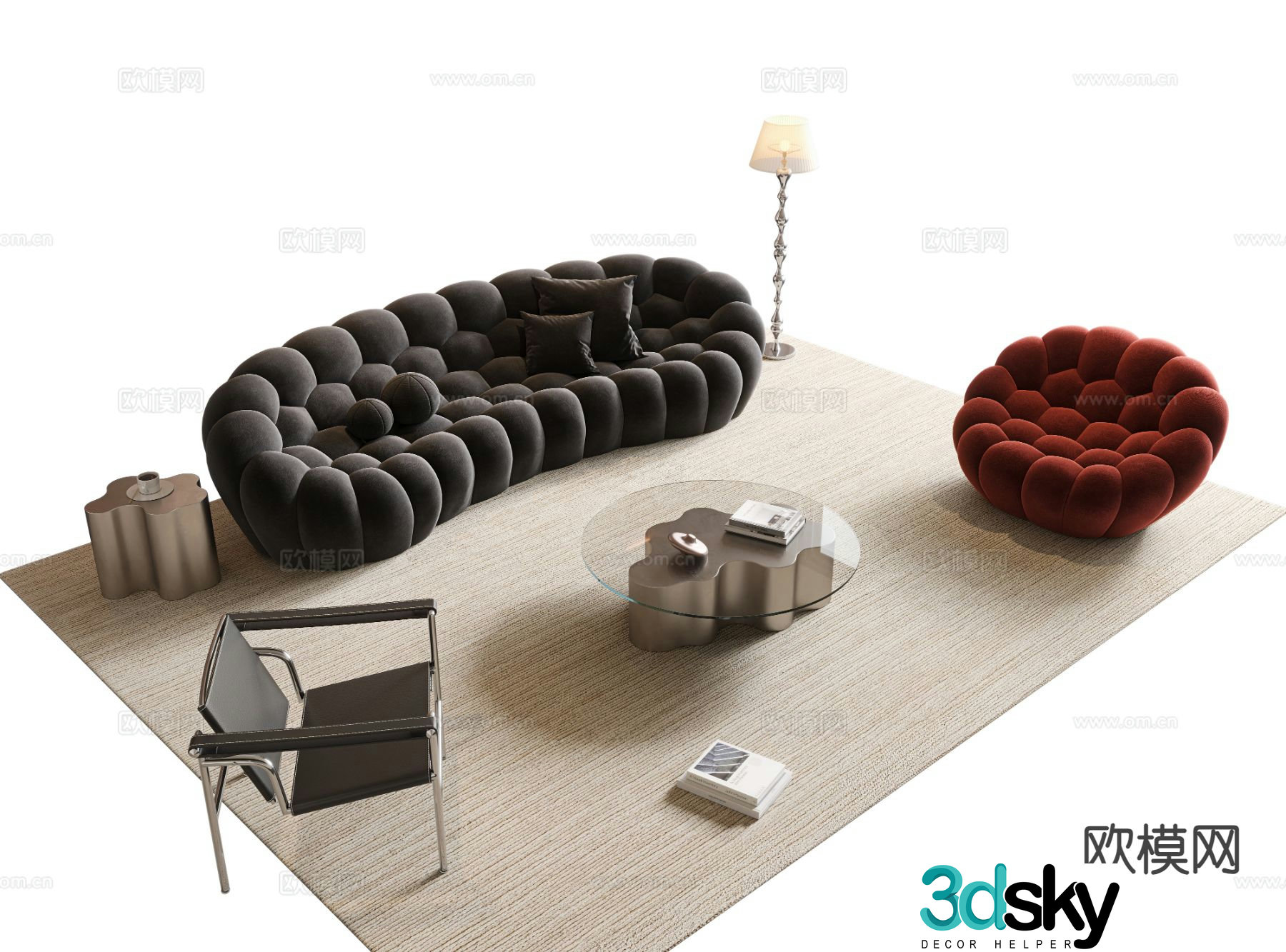 Cream style modular sofa 3d model