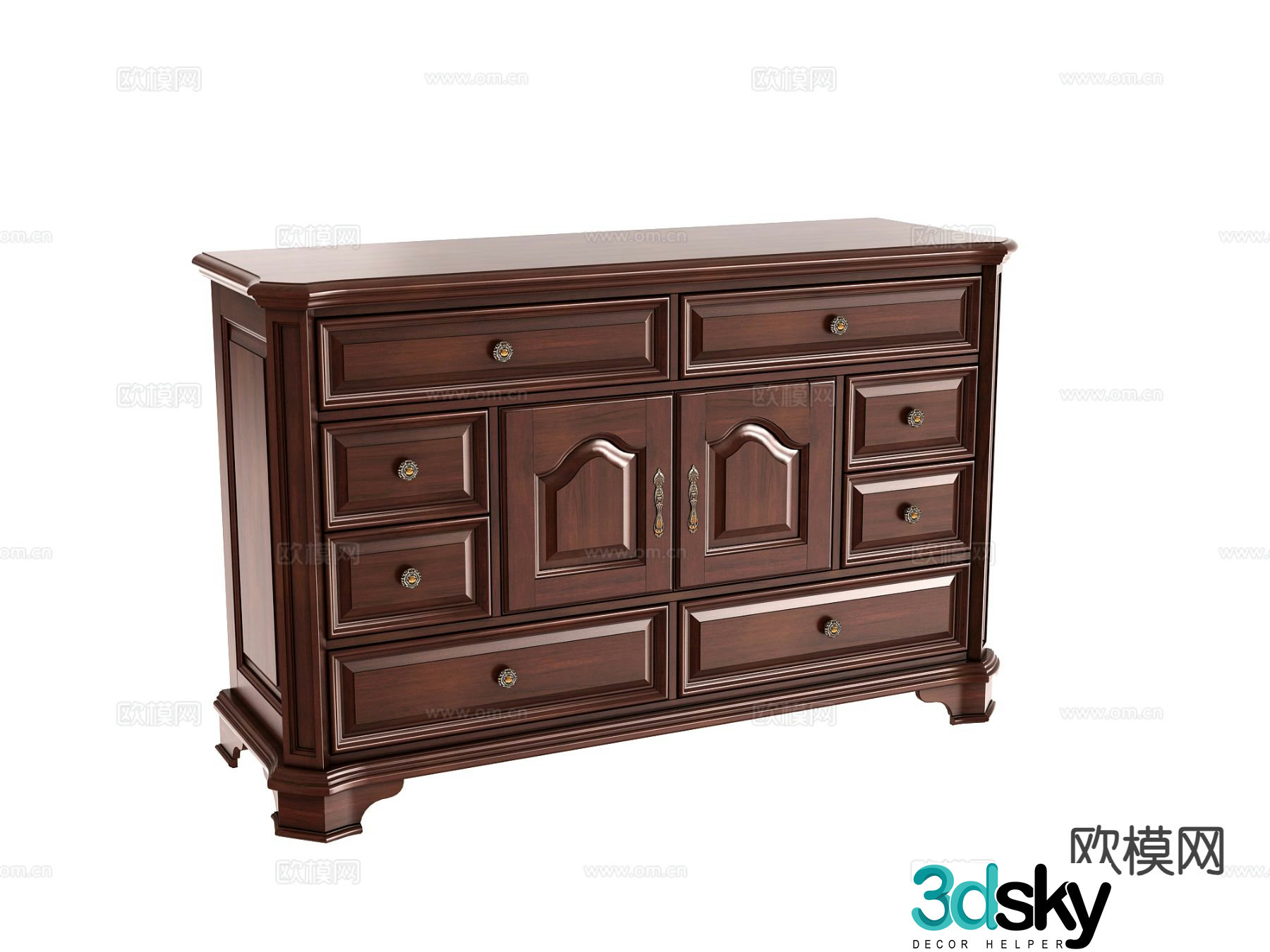 American style chest of drawers side cabinet 3d model