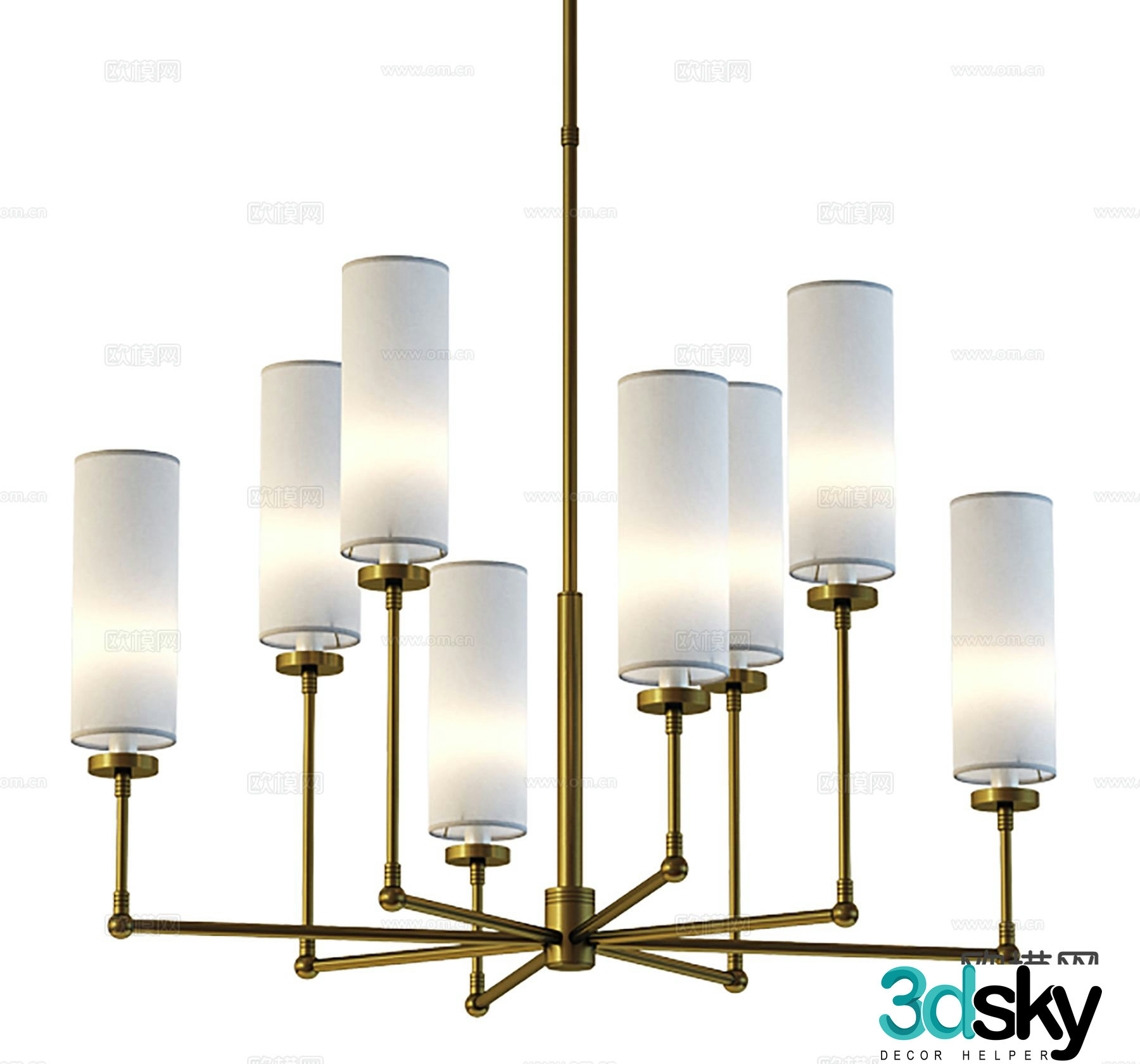 Light luxury chandelier multi-head chandelier 3D model