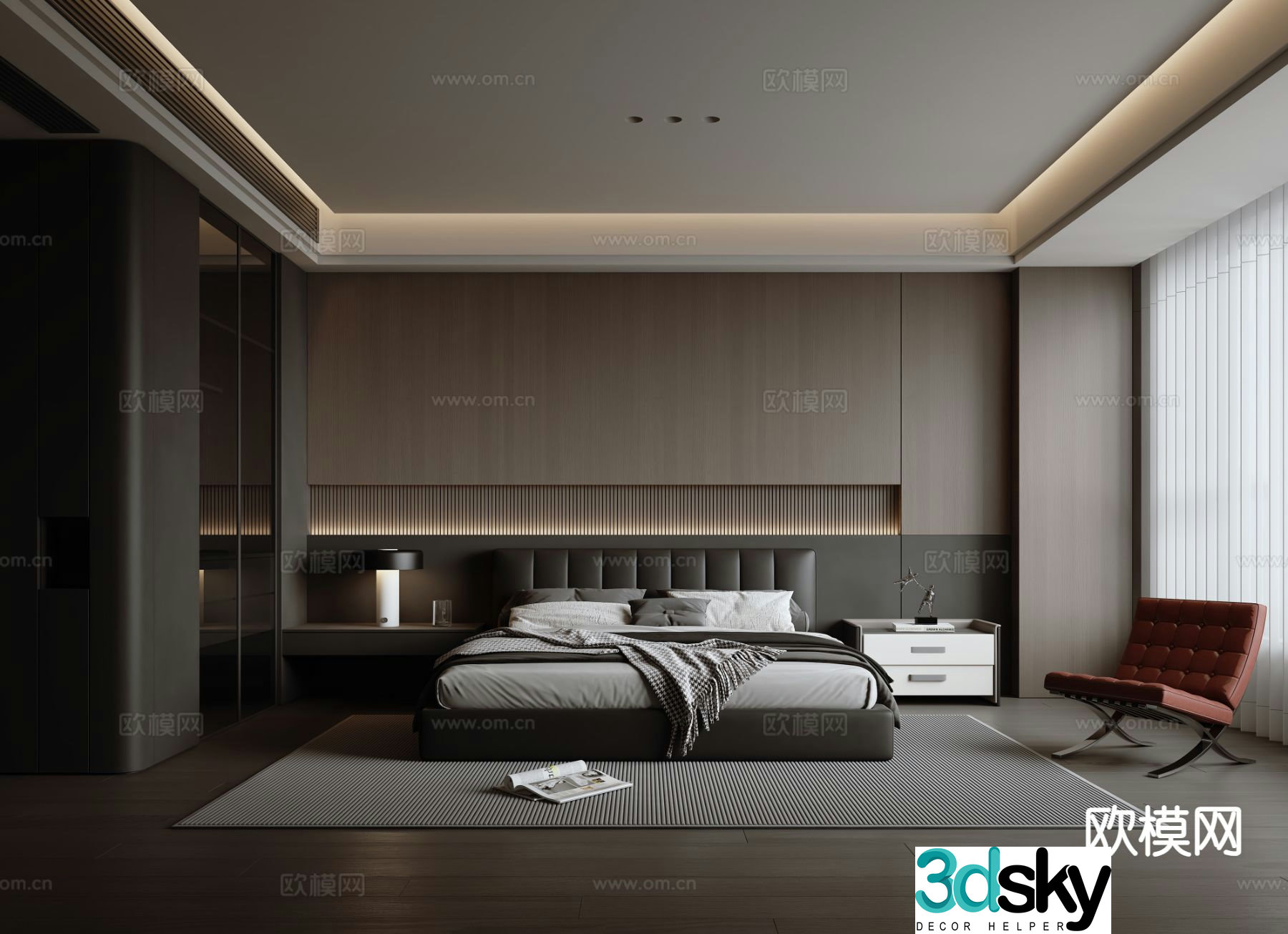 Italian style bedroom master bedroom 3d model