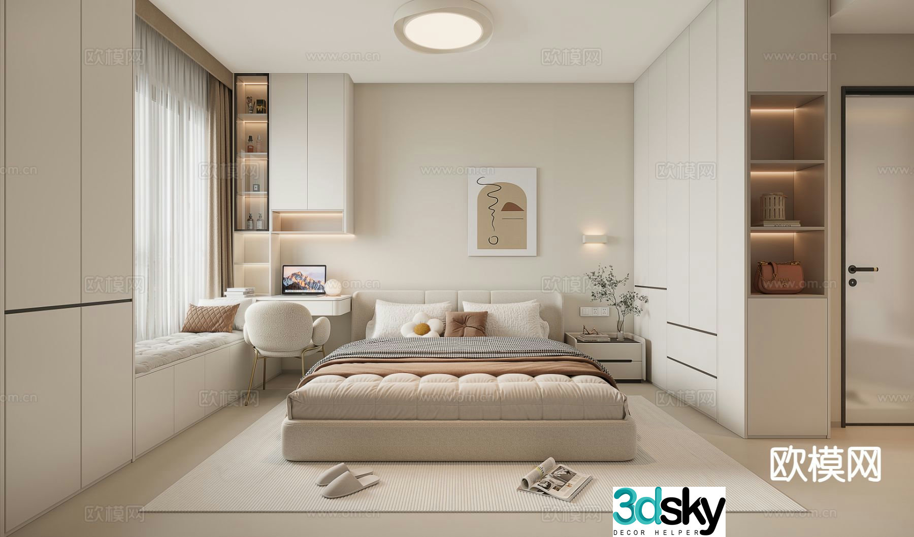 Cream style bedroom master bedroom 3d model