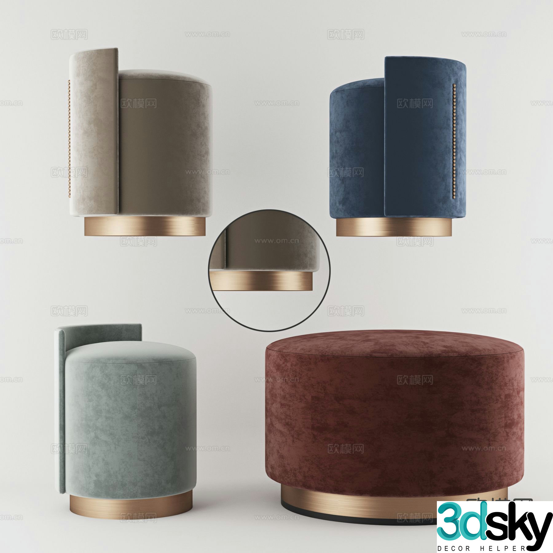 Stool sofa stool round stool low stool 3d model