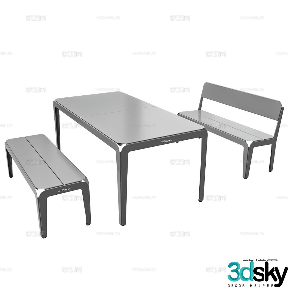 Weltevree modern dining table and chairs bar dining table 3d model
