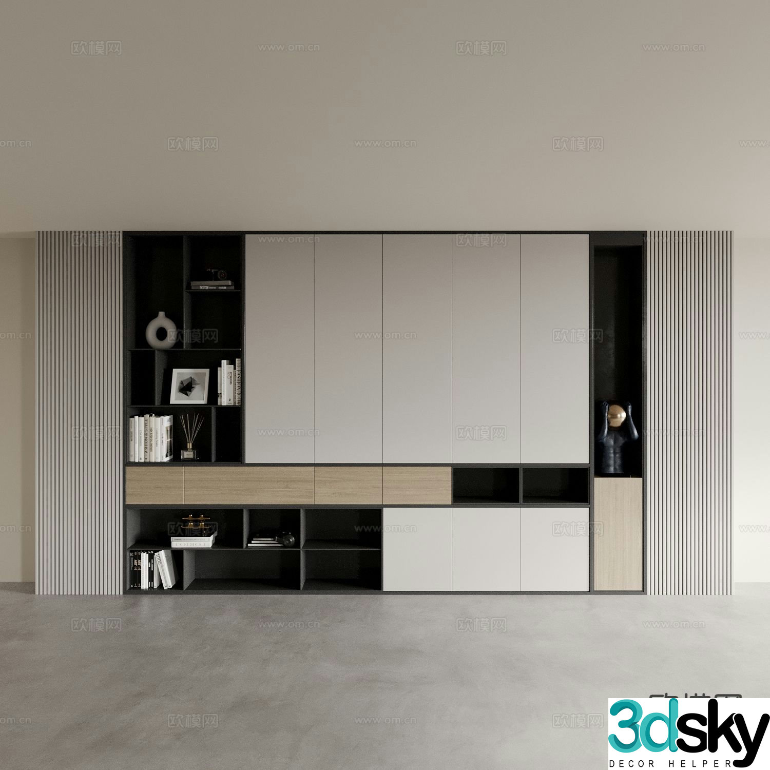 Modern bookcase bookshelf 3d model