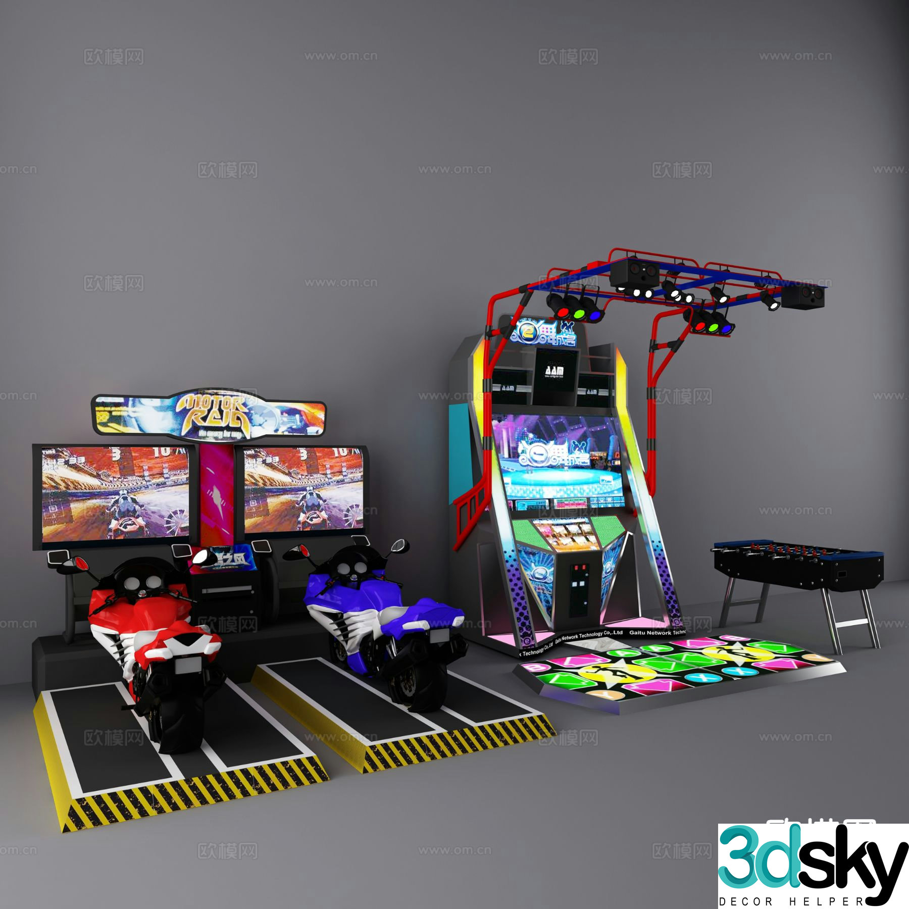 Modern arcade arcade dancing machine table football game console 3d model
