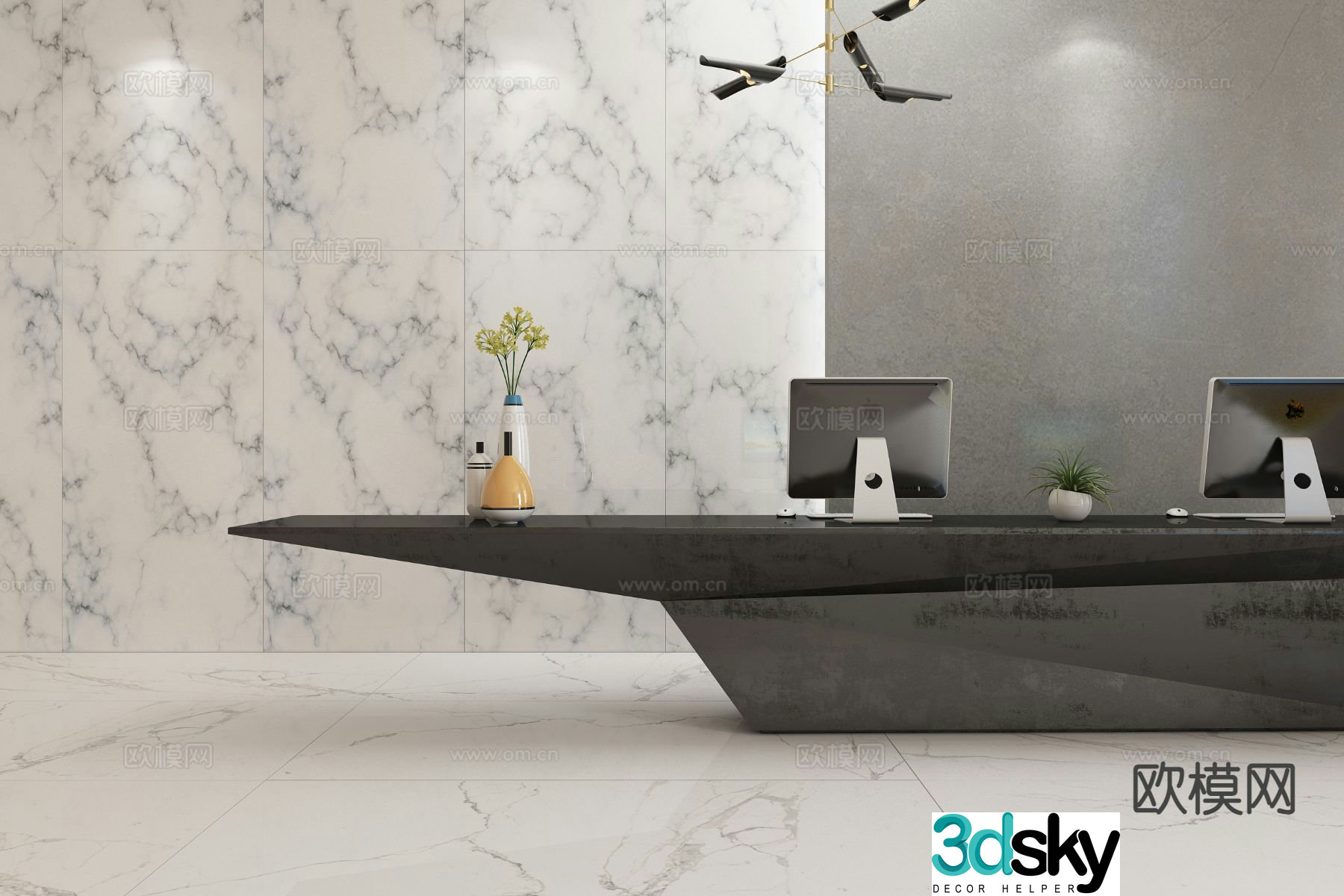Modern front desk reception desk service desk 3d model