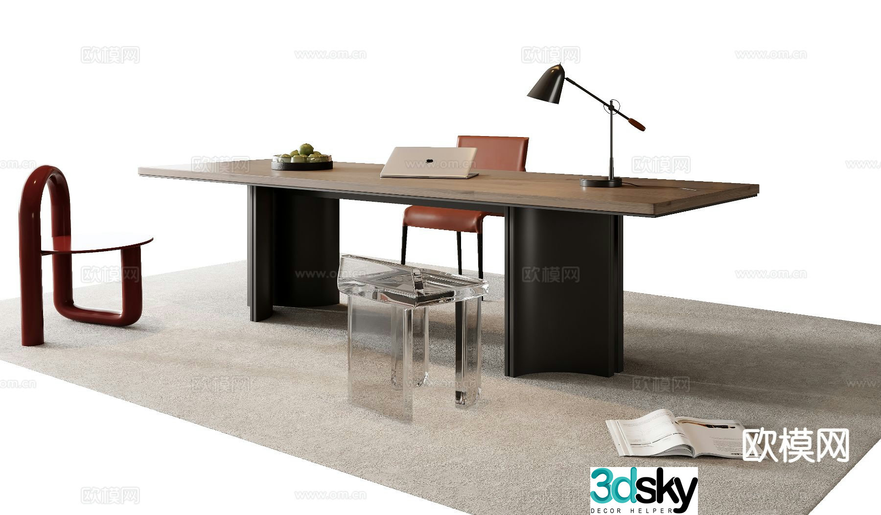 Italian desk and chair 3d model