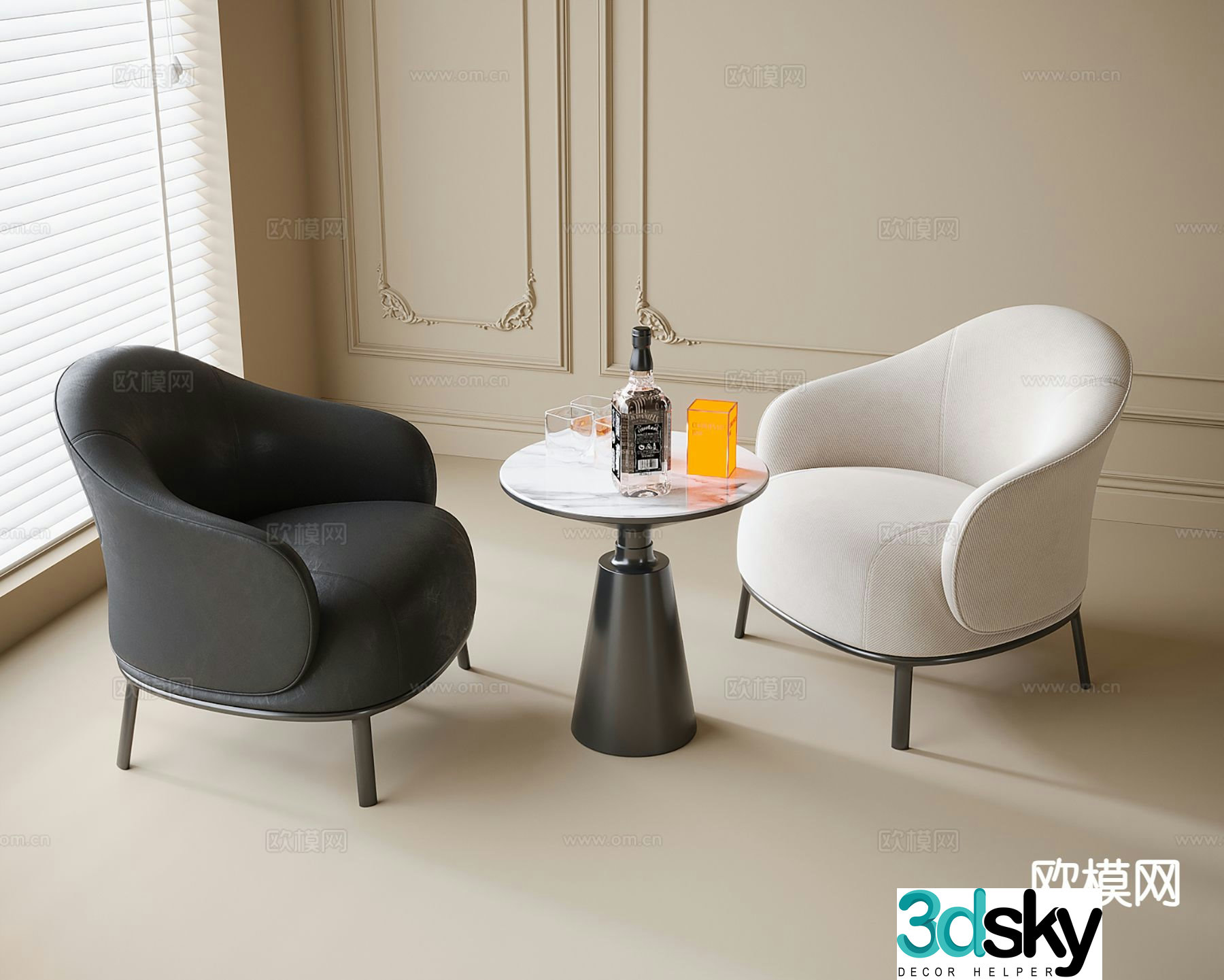 Modern negotiation tables and chairs coffee tables and chairs leisure tables and chairs 3D model