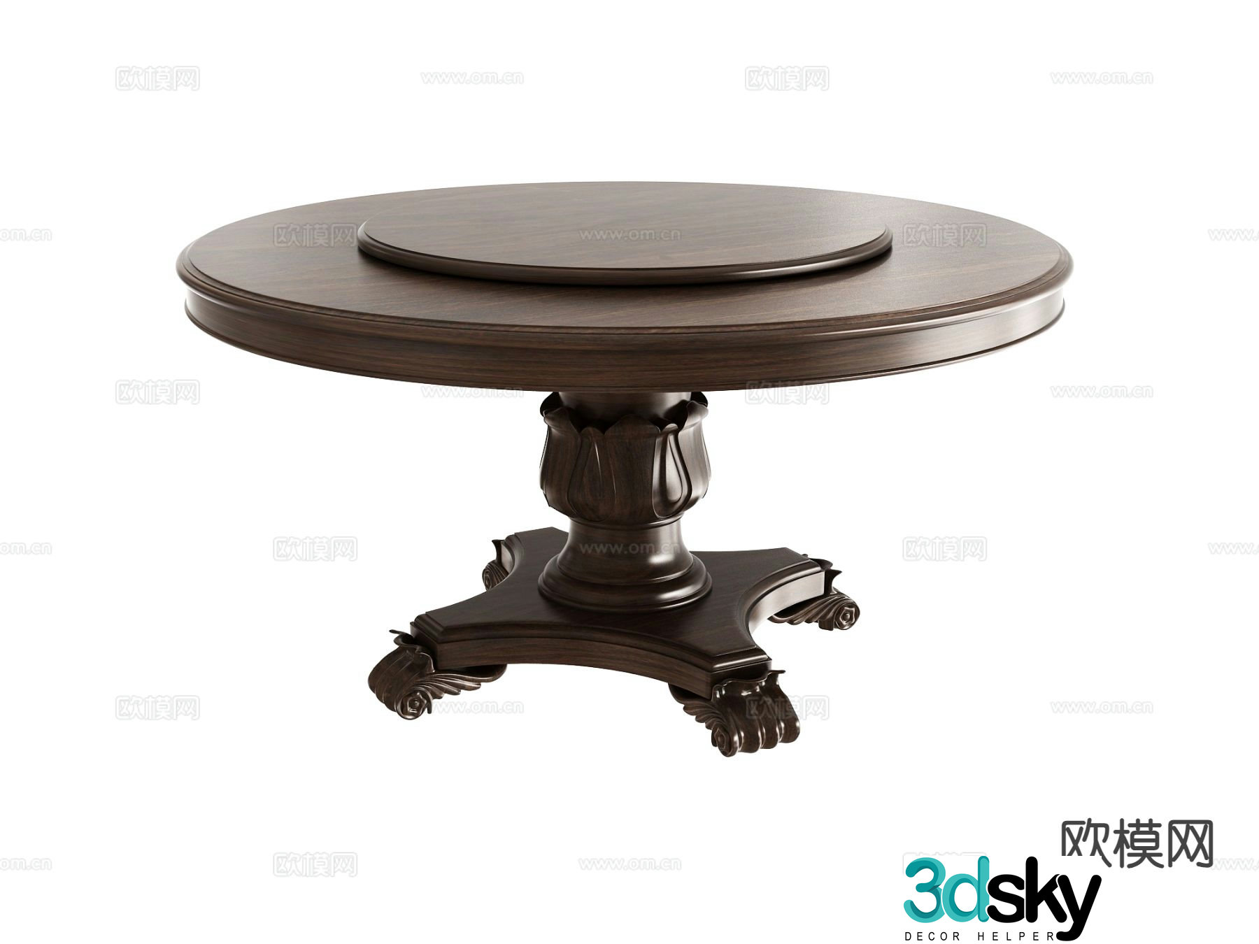 European style dining table round table 3d model