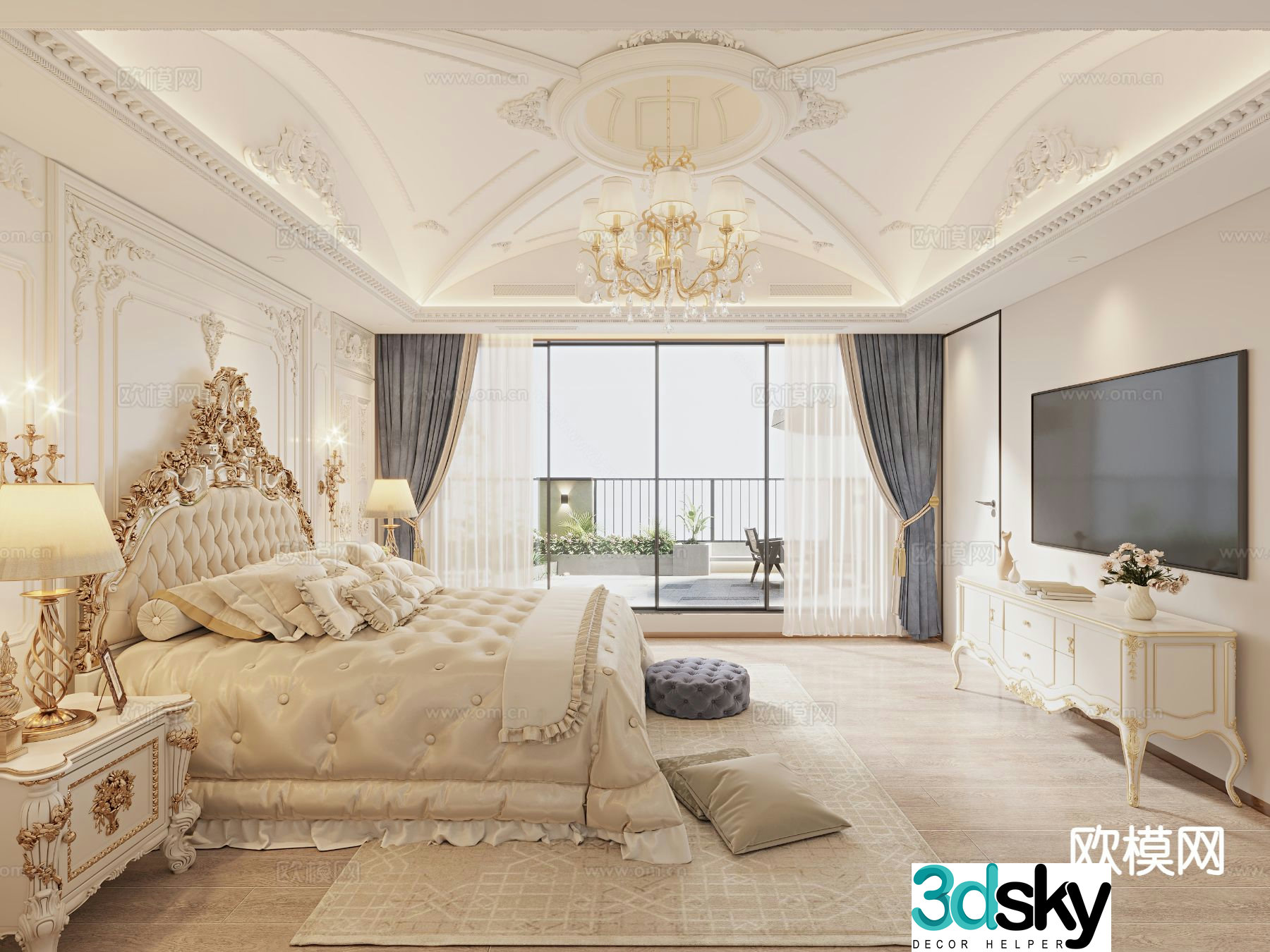 European style bedroom master bedroom 3d model