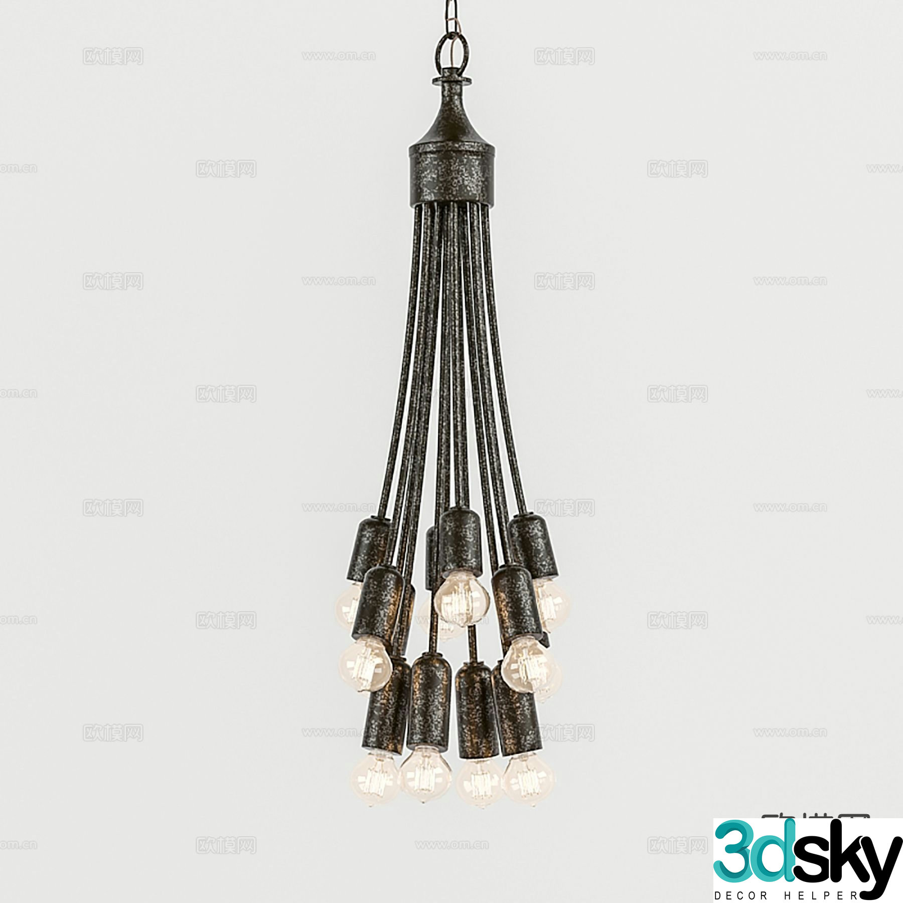 Industrial style chandelier wrought iron chandelier 3d model