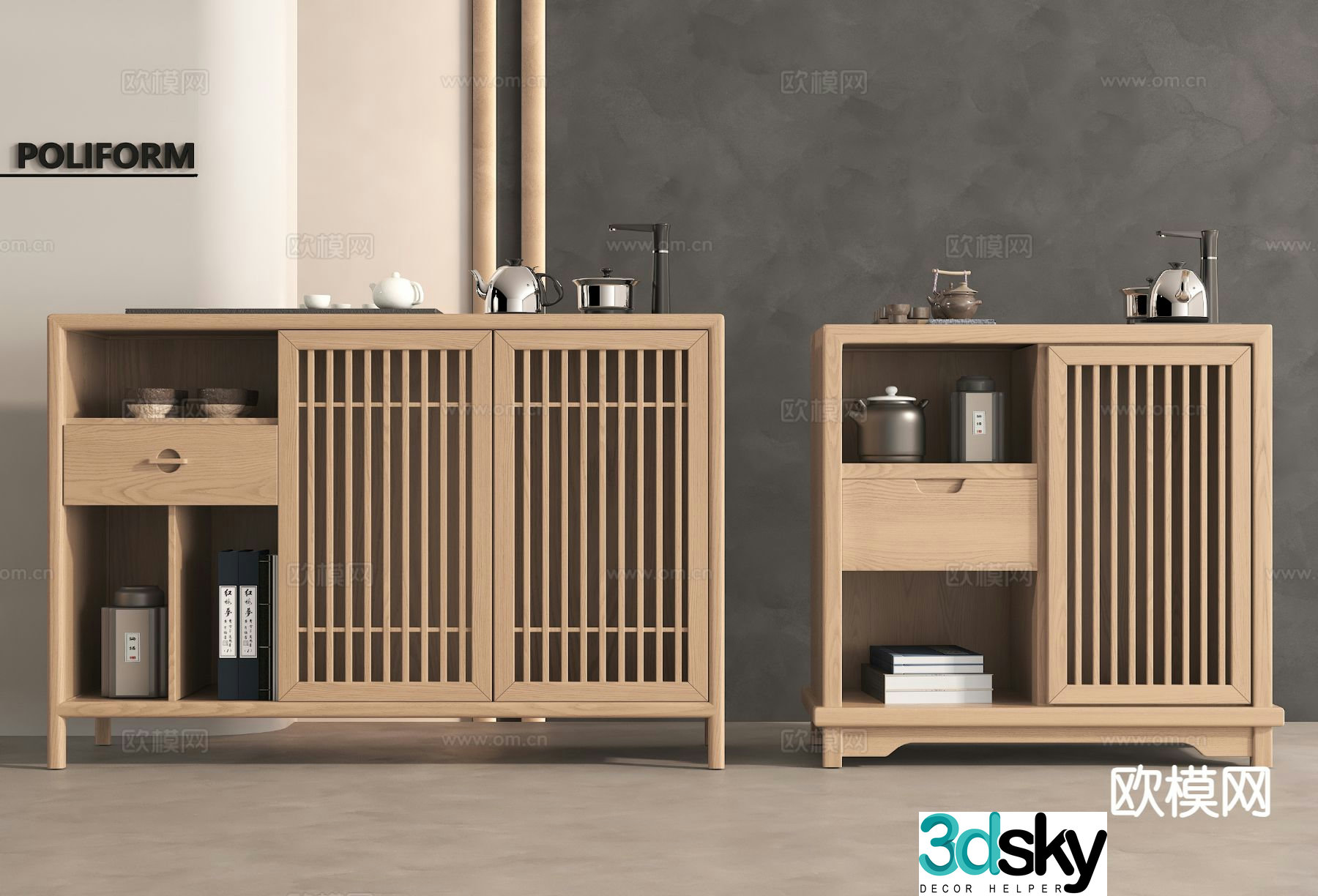 New Chinese style tea cabinet 3d model