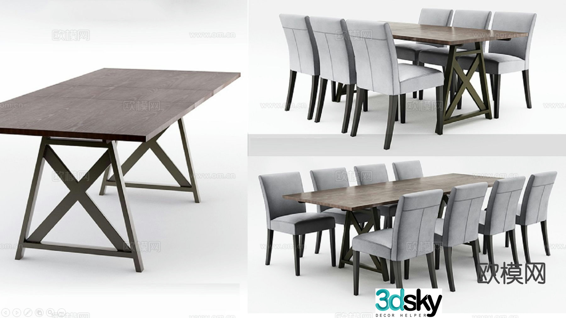 European dining table and chairs 3d model