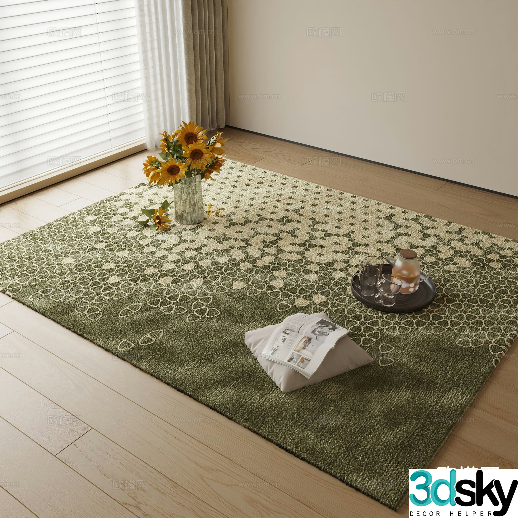 Modern green carpet 3d model