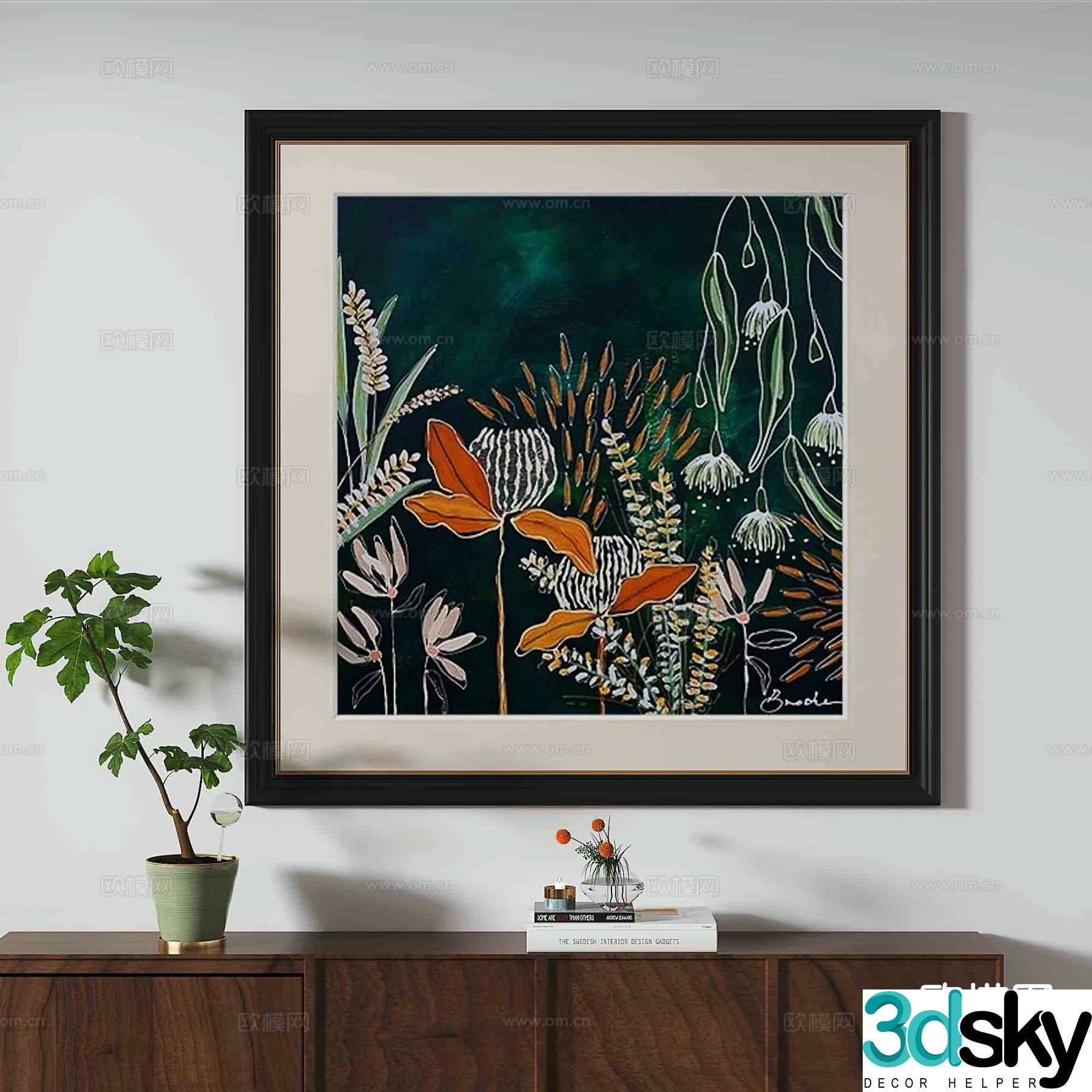 French retro hanging painting texture painting decorative painting 3D model