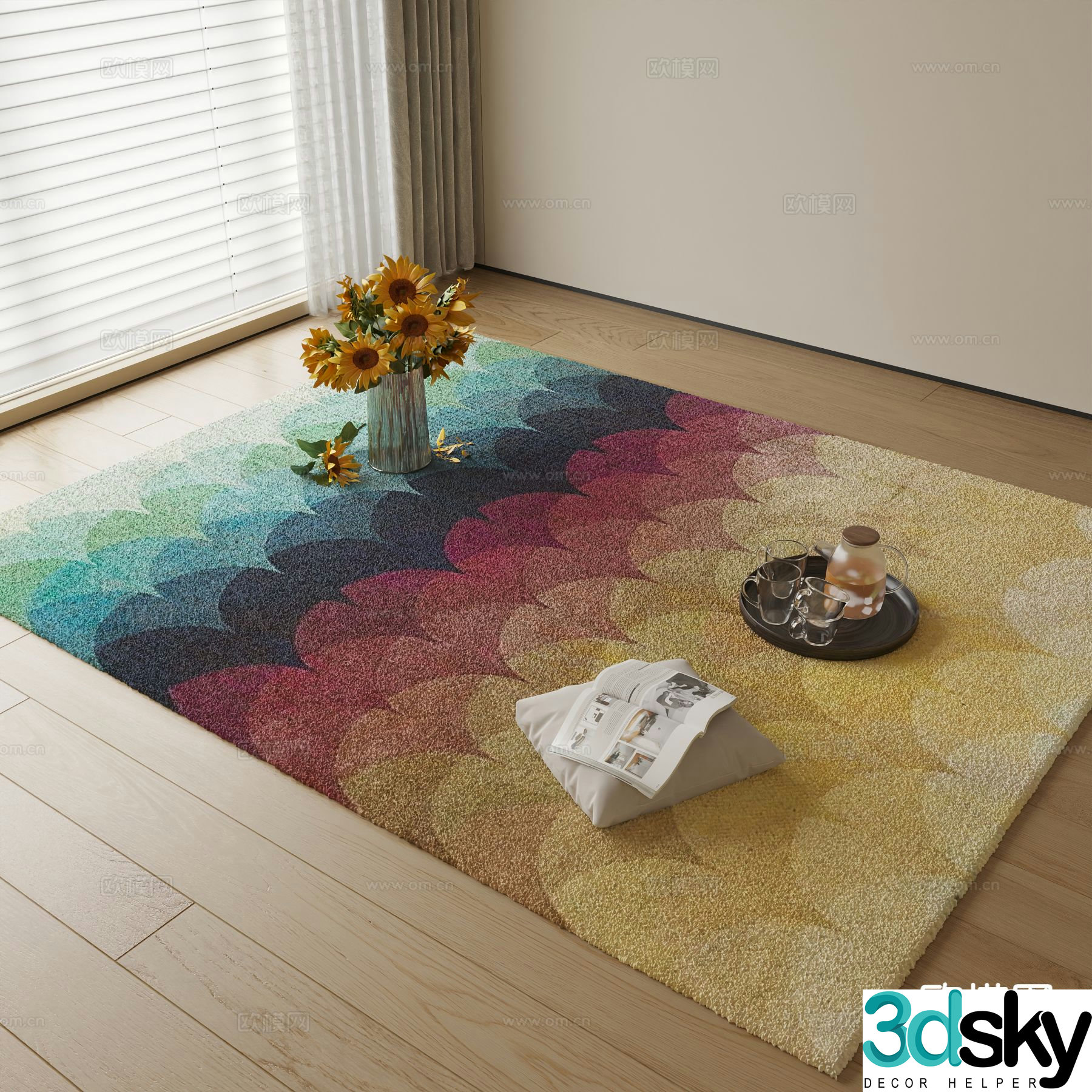 Modern fish scale carpet 3d model
