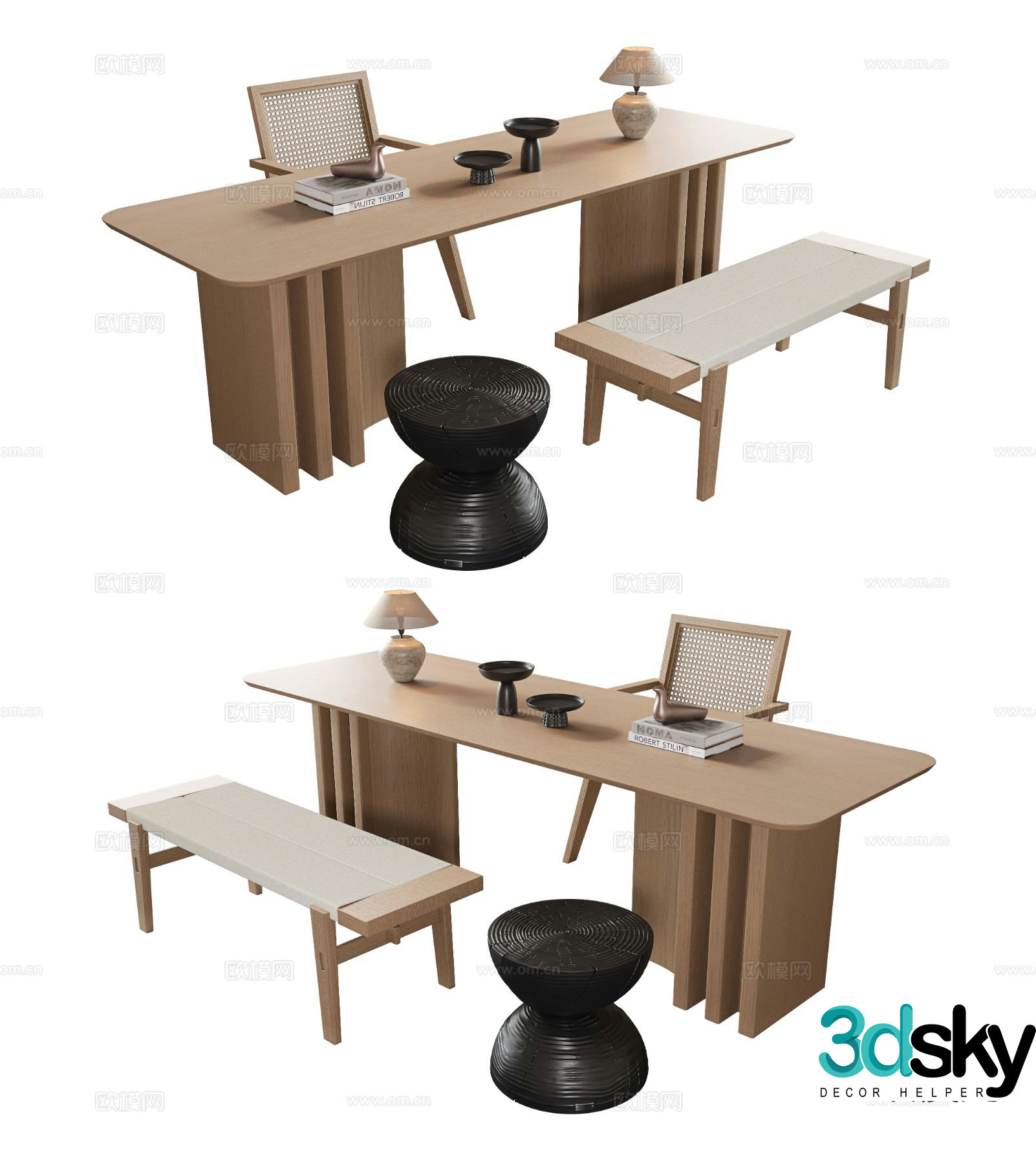 Wabi-sabi style desk chair 3d model