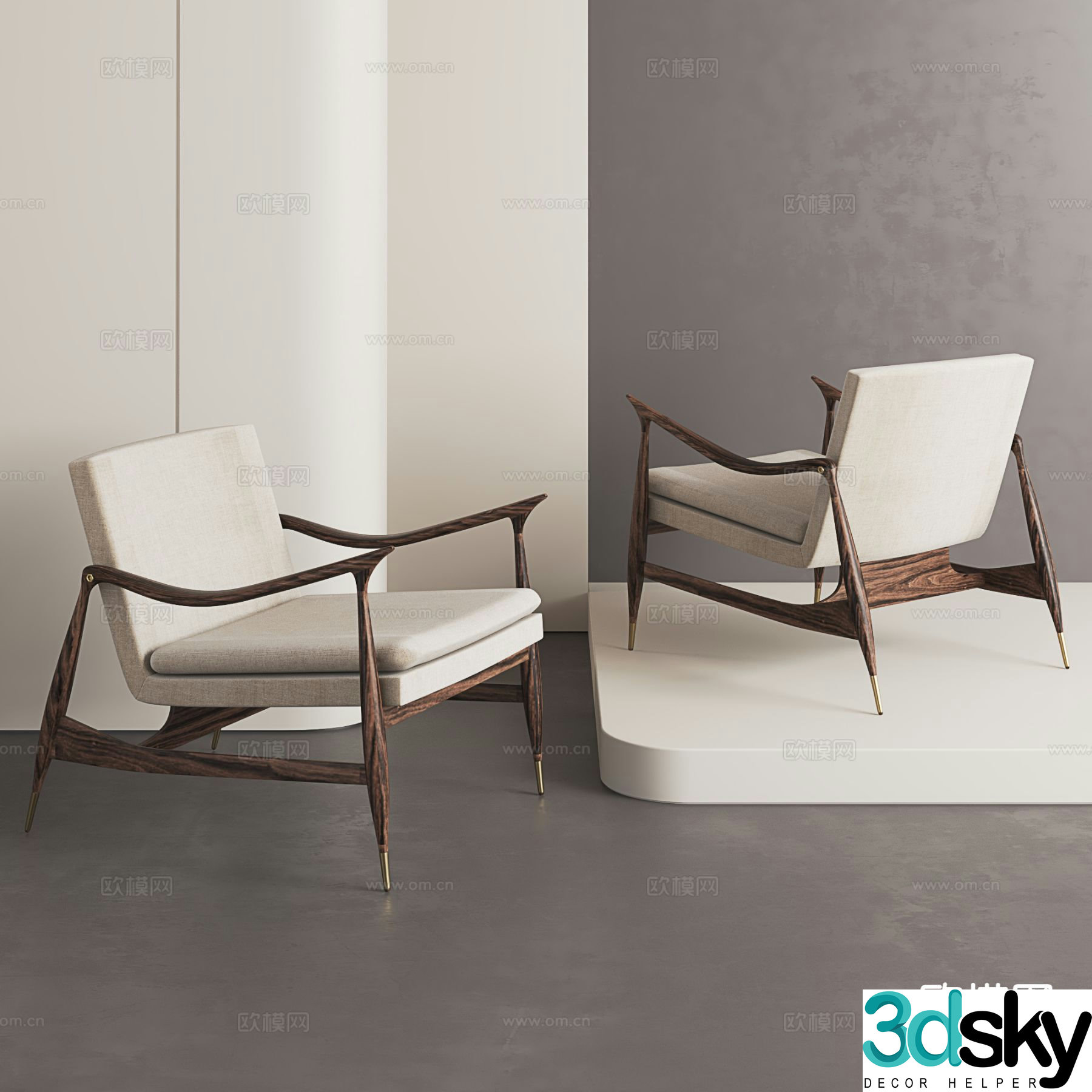 Medieval style chair leisure chair 3d model