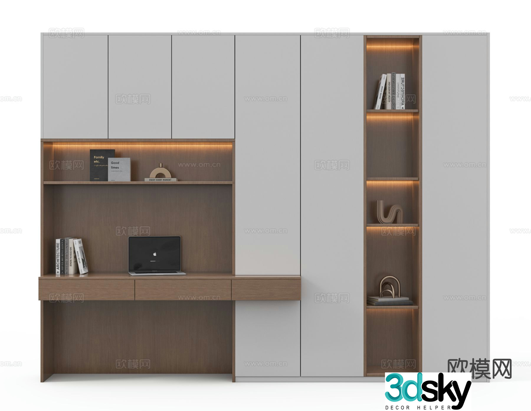 Medieval style bookcase integrated cabinet decorative cabinet 3d model