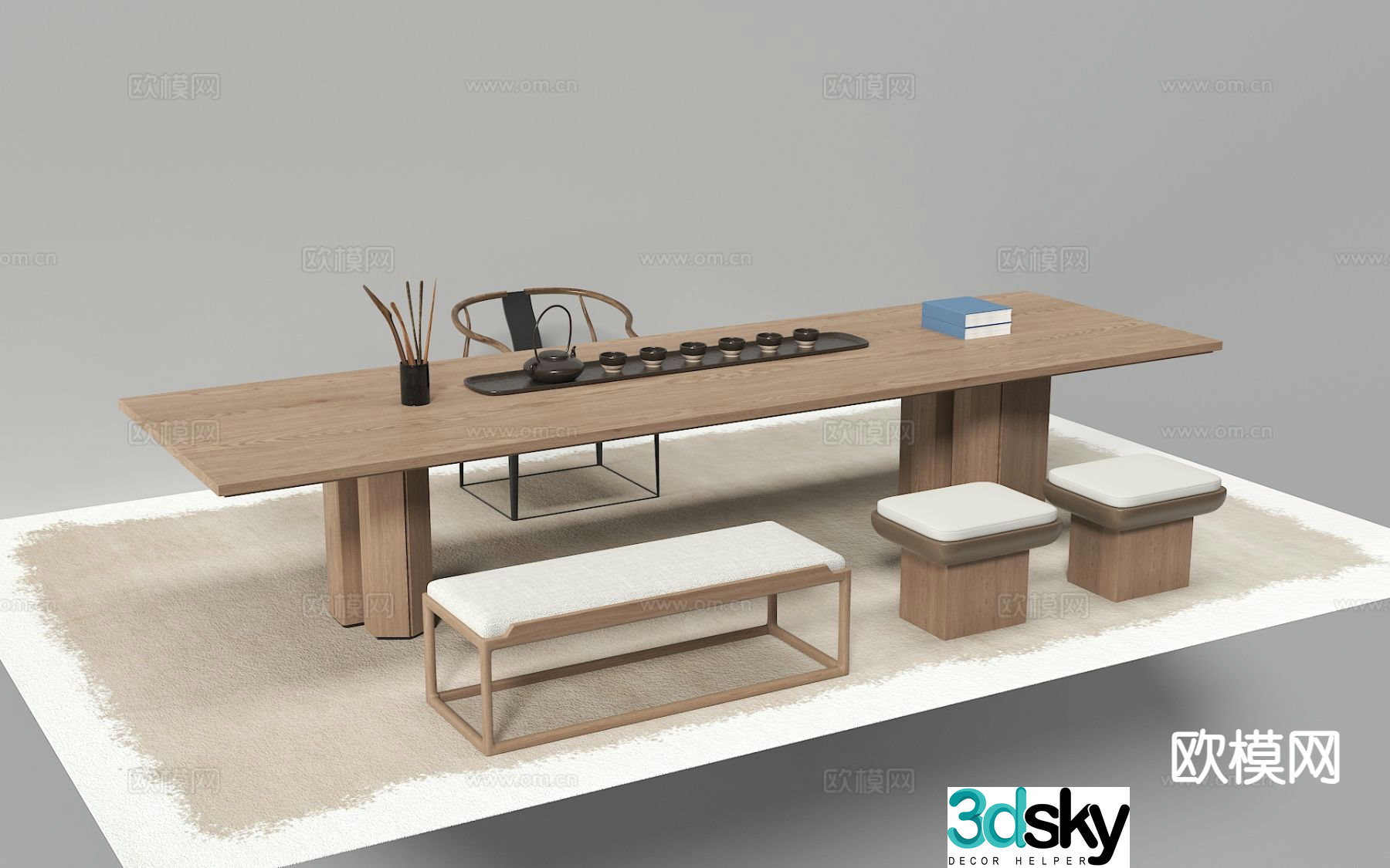 New Chinese style tea table tea table 3d model