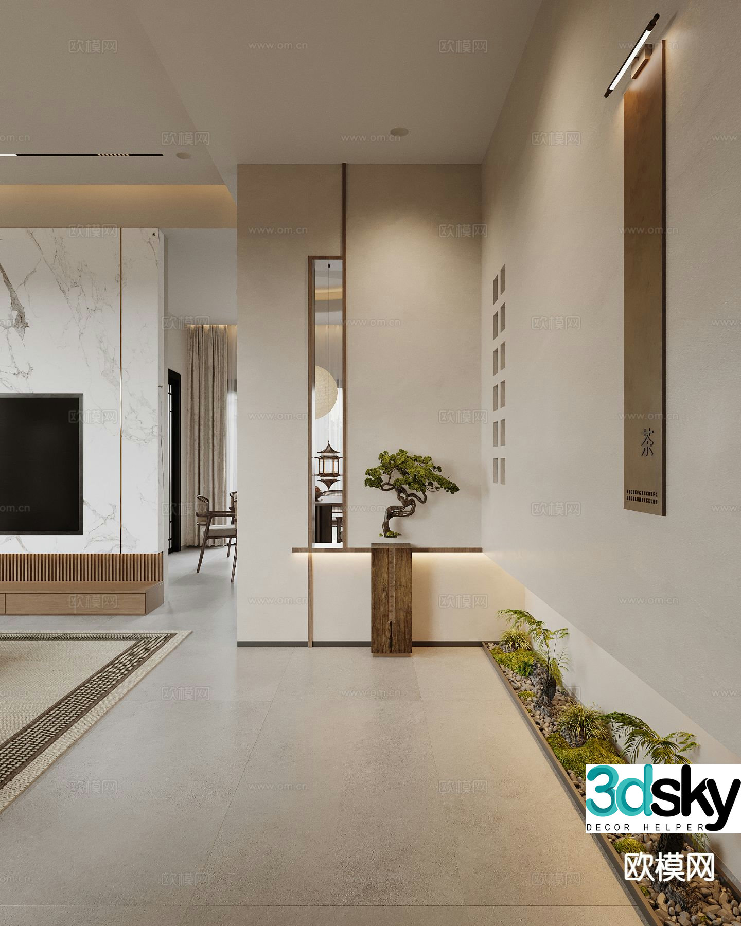 Wabi-sabi style entrance hall 3D model