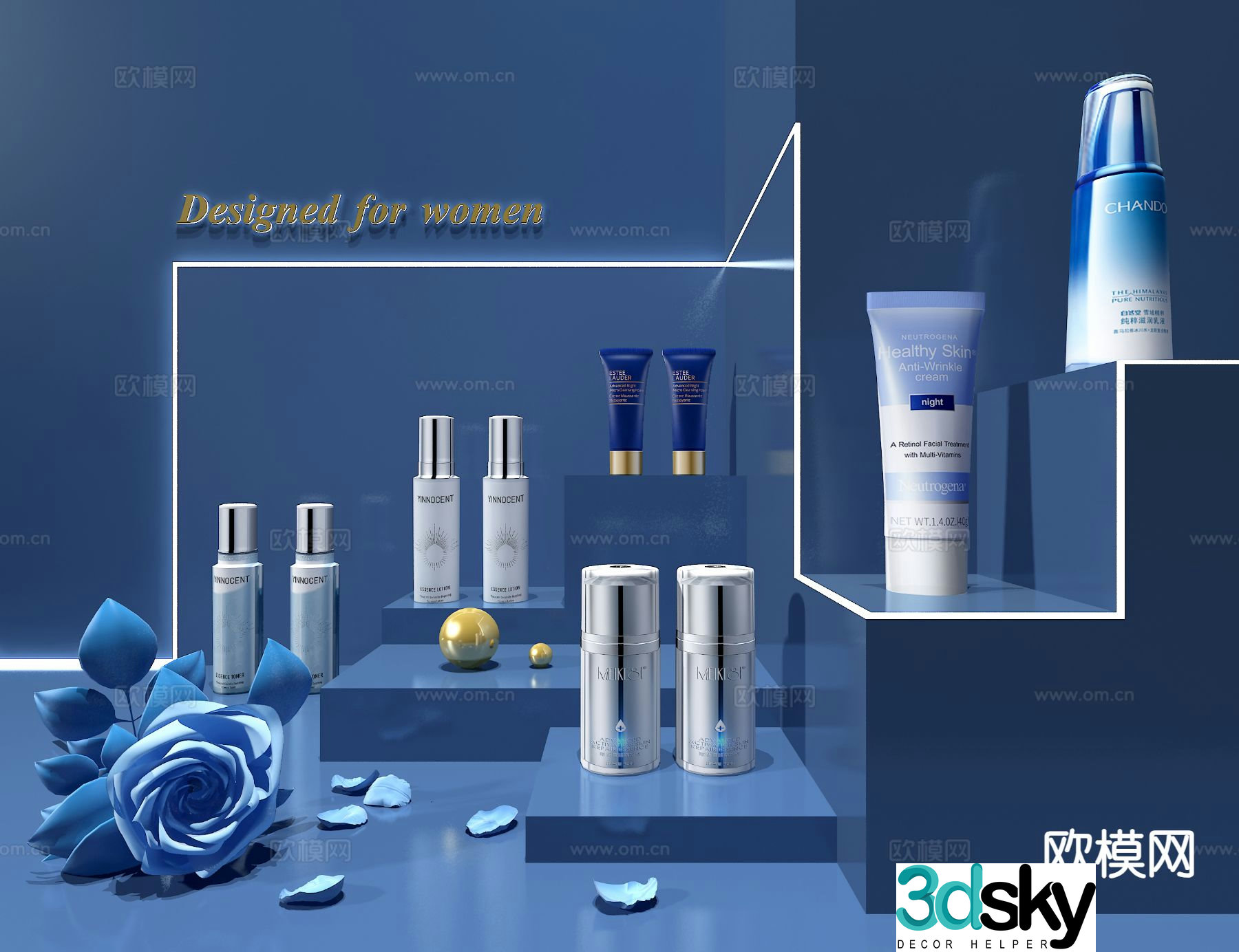 Cosmetics skin care products makeup 3d model